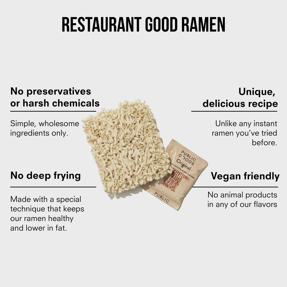 Public Goods Ramen Noodles – Brothless Vegan Instant Ramen (15 Pack) | No MSG, Preservative Free
