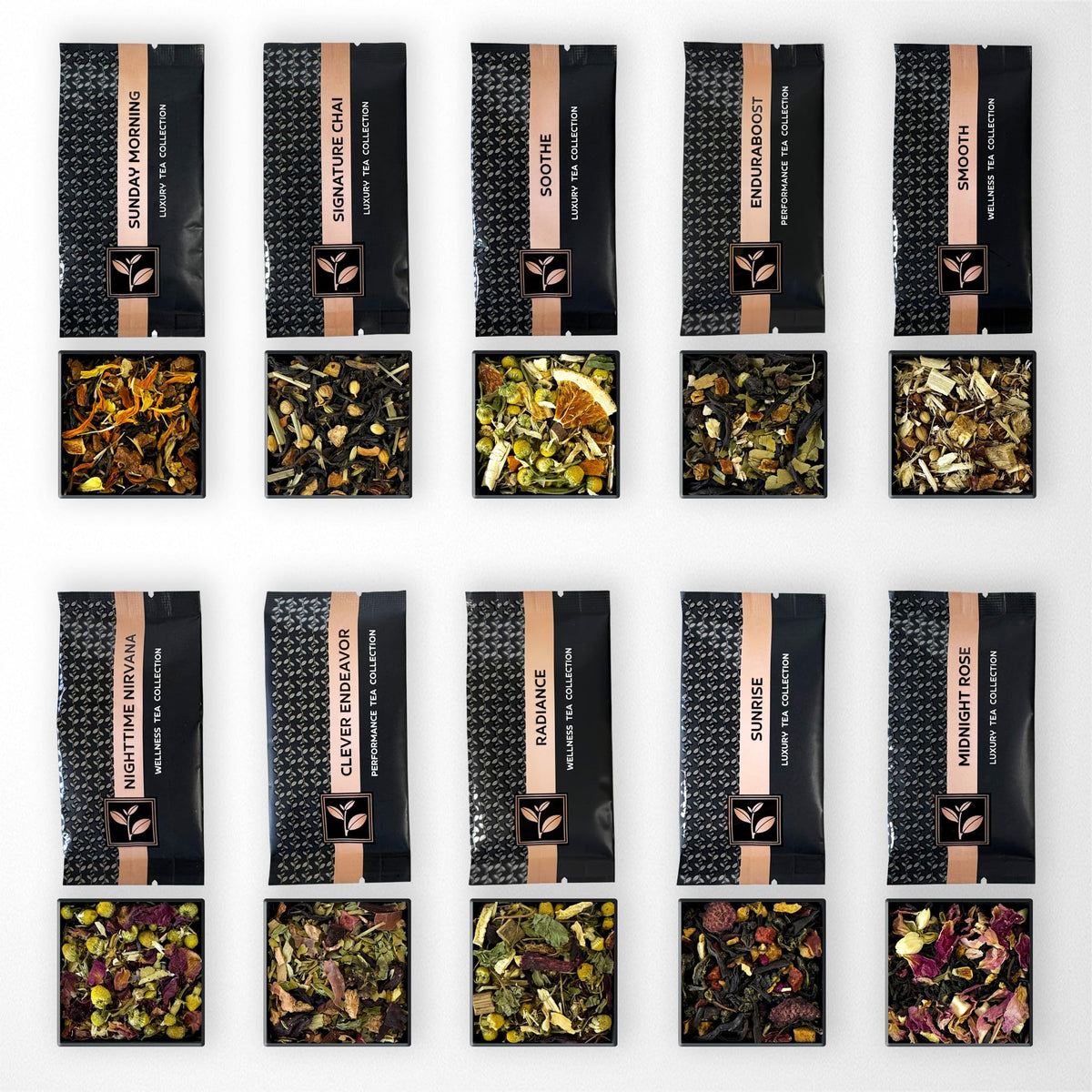 Pure And Easy Tea Premium Tea Flight Gift Set – 30 Sachets, 10 Blends