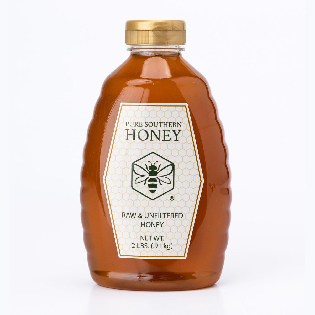 Pure Southern Honey – 2 lb Raw, Unfiltered, USA-Made Honey | Squeeze Bottle
