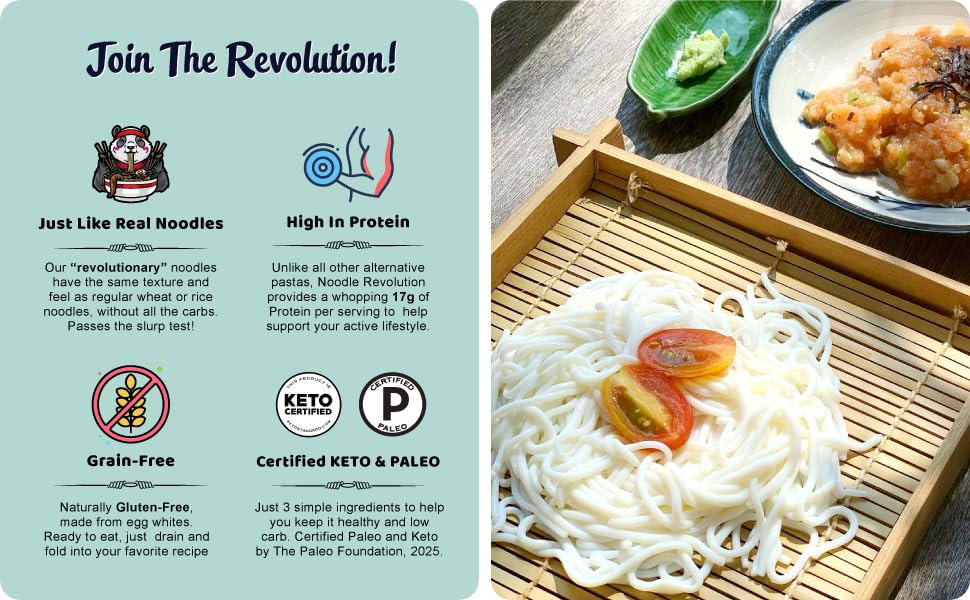 Noodle Revolution Keto Noodles – 2g Carbs, 17g Protein | Pure Traditions (New 50% Bigger Pack)