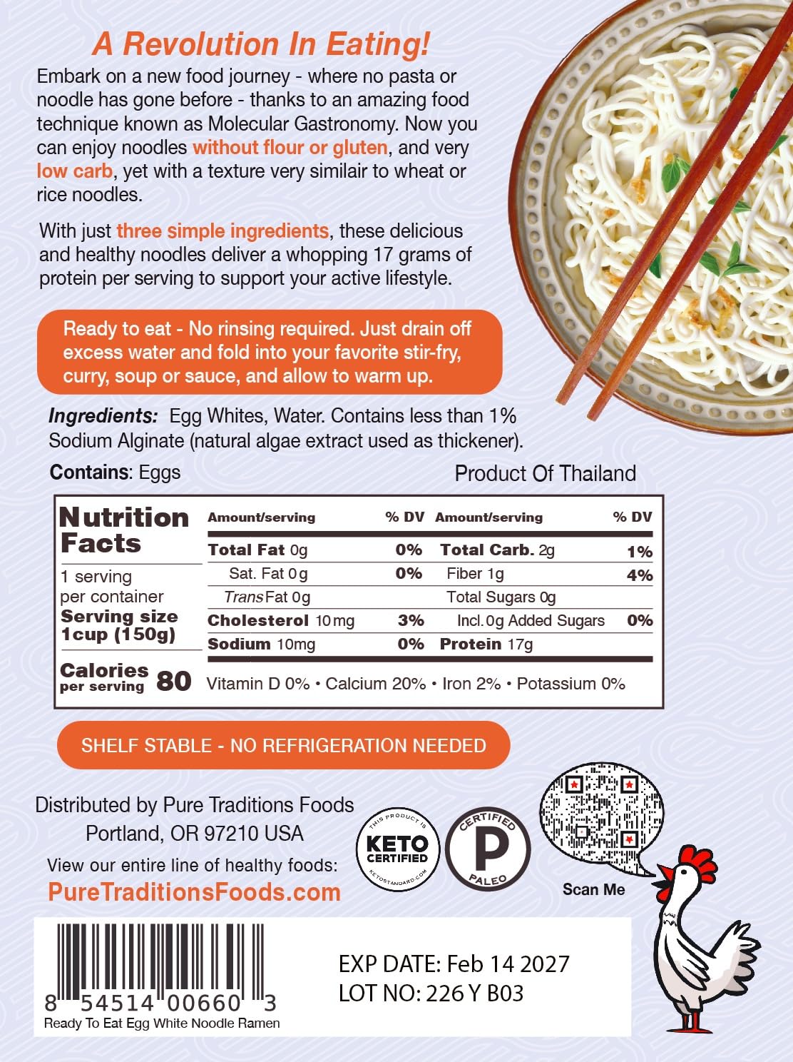 Noodle Revolution Keto Noodles – 2g Carbs, 17g Protein | Pure Traditions (New 50% Bigger Pack)
