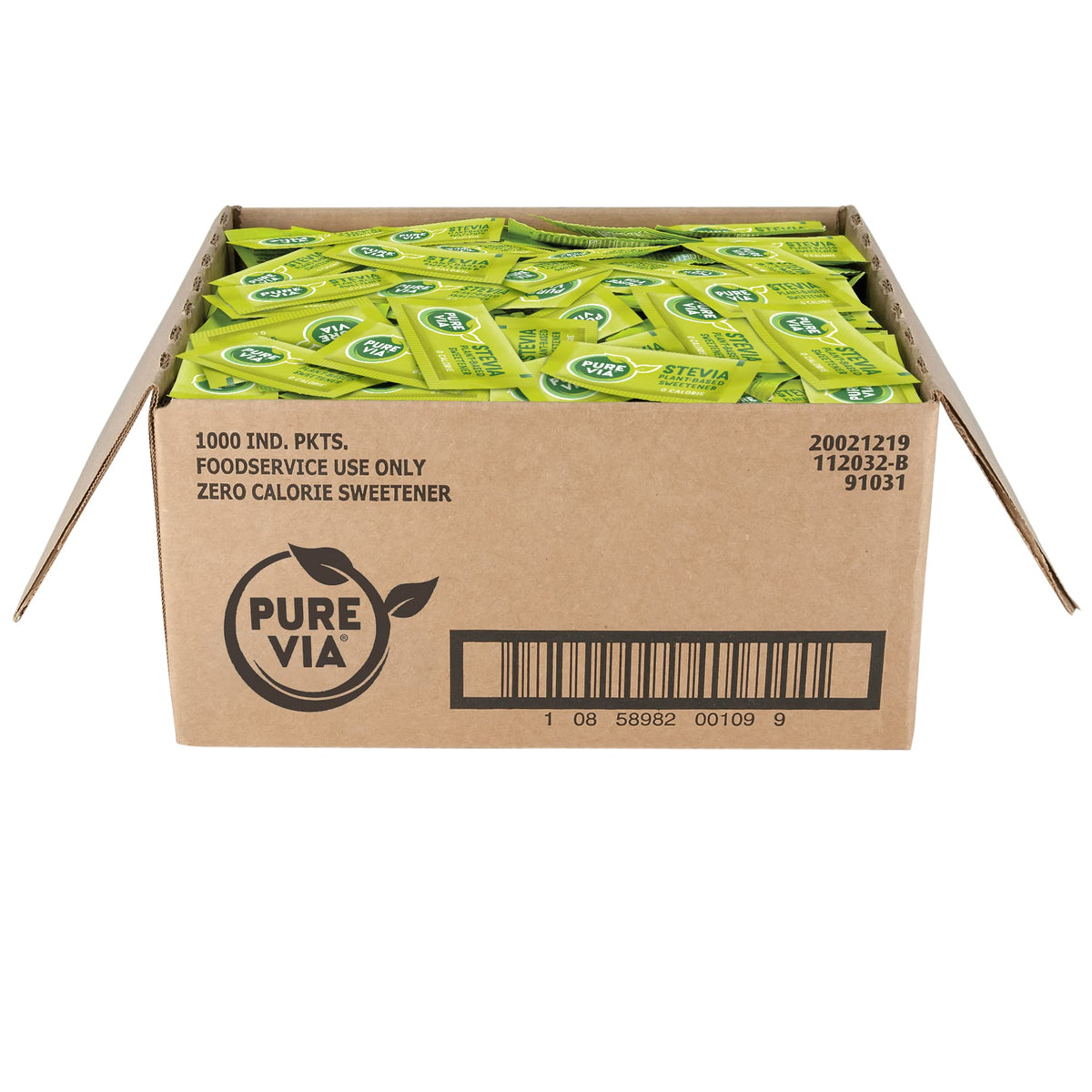 Pure Via Stevia Packets – 1,000 Count, Zero-Calorie Non-GMO Sugar Substitute