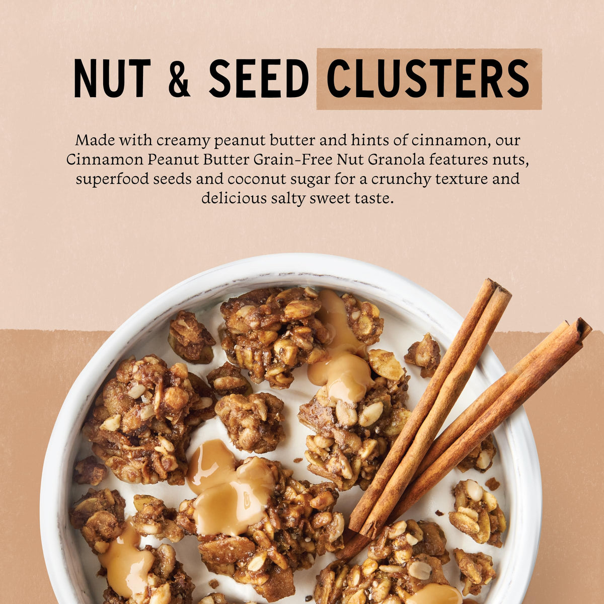 Purely Elizabeth Cinnamon Peanut Butter Keto Granola with MCT Oil – Grain-Free (3 x 8oz Bags)