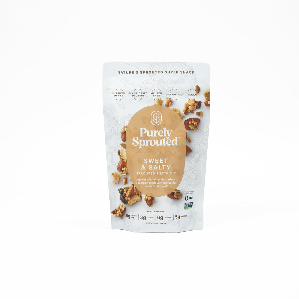 Purely Sprouted Sweet & Salty Non-GMO Snack Mix – Gluten-Free, 4 oz (Pack of 6)