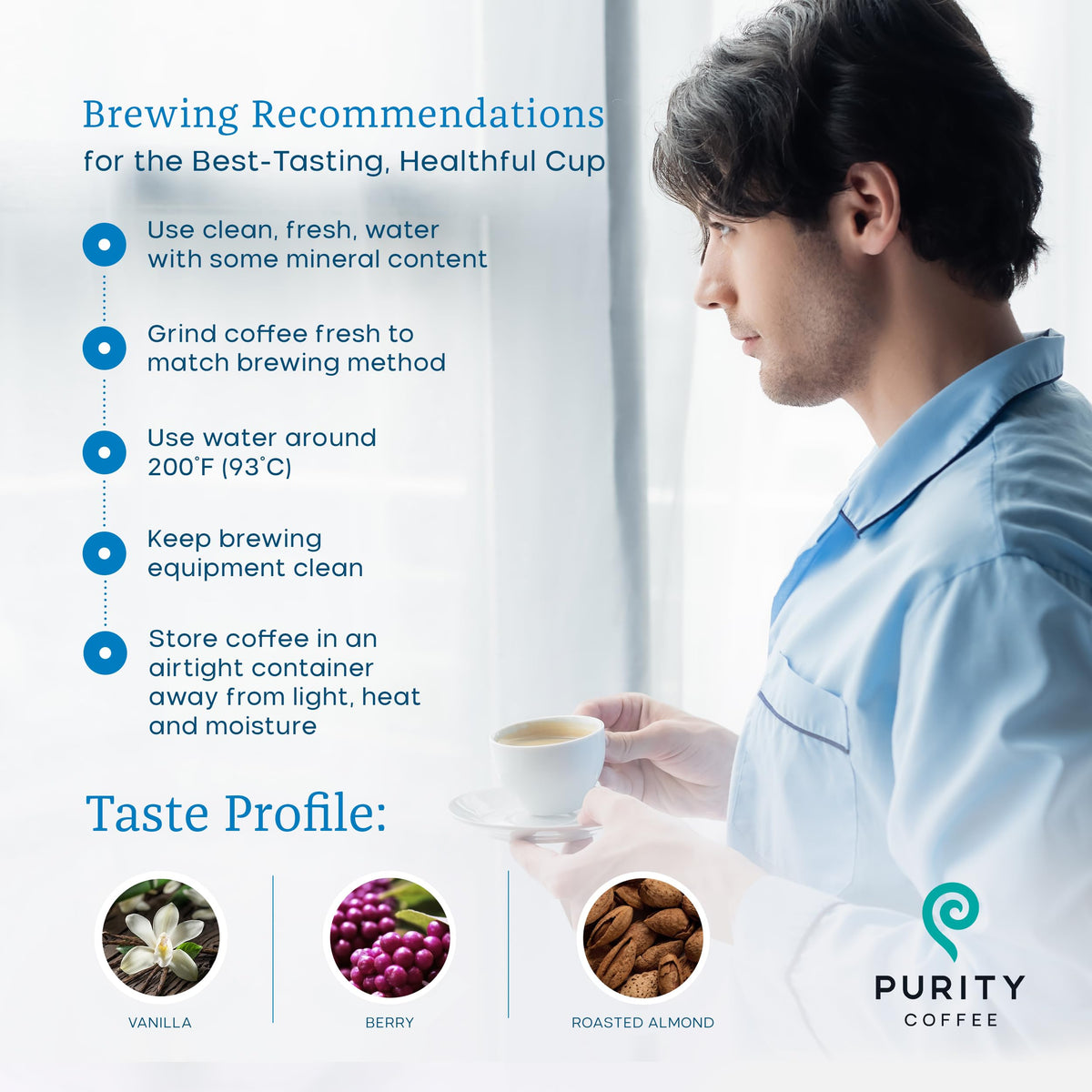 Purity Coffee BALANCE 2/3 Decaf Medium Roast Whole Bean (12oz) | Organic Mountain Water Decaf + Arabica Blend