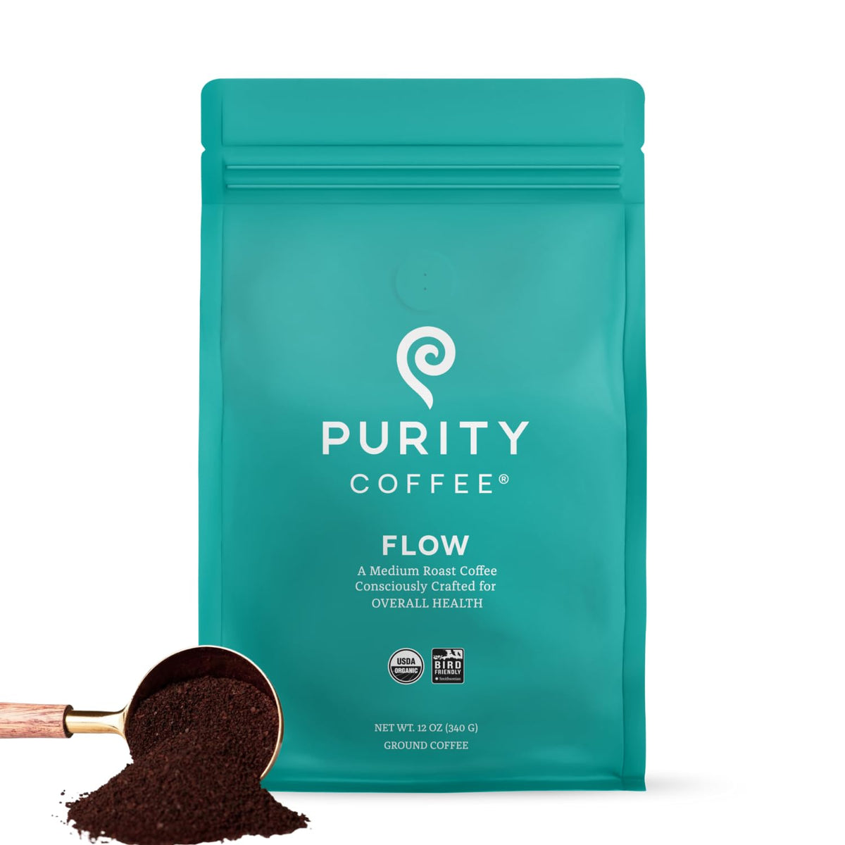 Purity Coffee FLOW Original Medium Roast Ground (12oz) – USDA Organic, Third-Party Tested