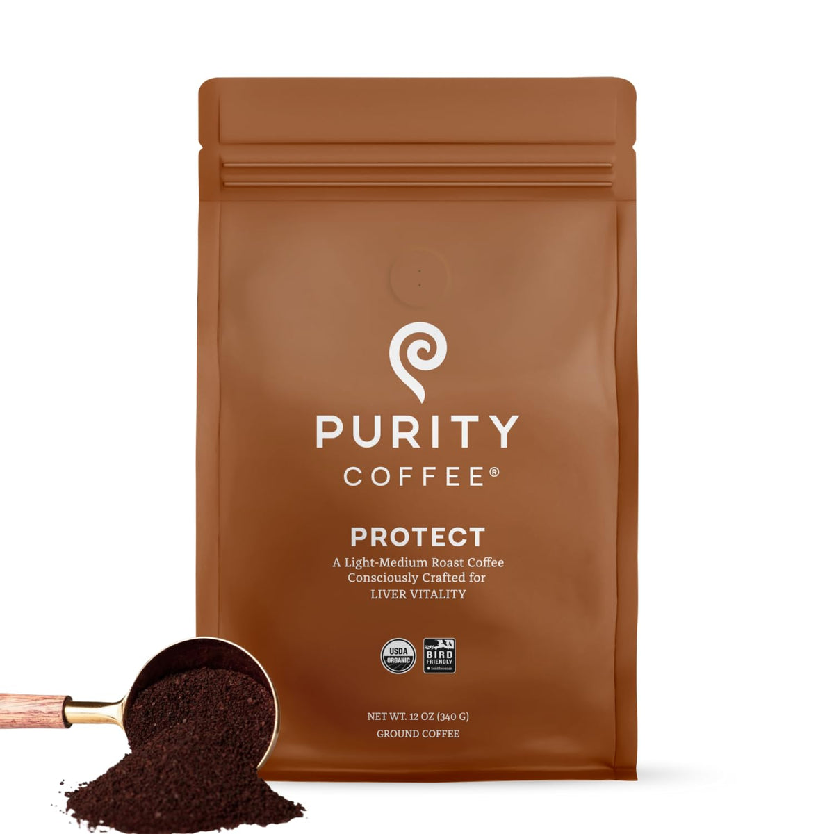 Purity Coffee PROTECT | High Antioxidant Light-Medium Roast Ground 12oz | USDA Organic Arabica | Mold, Mycotoxin & Pesticide Tested