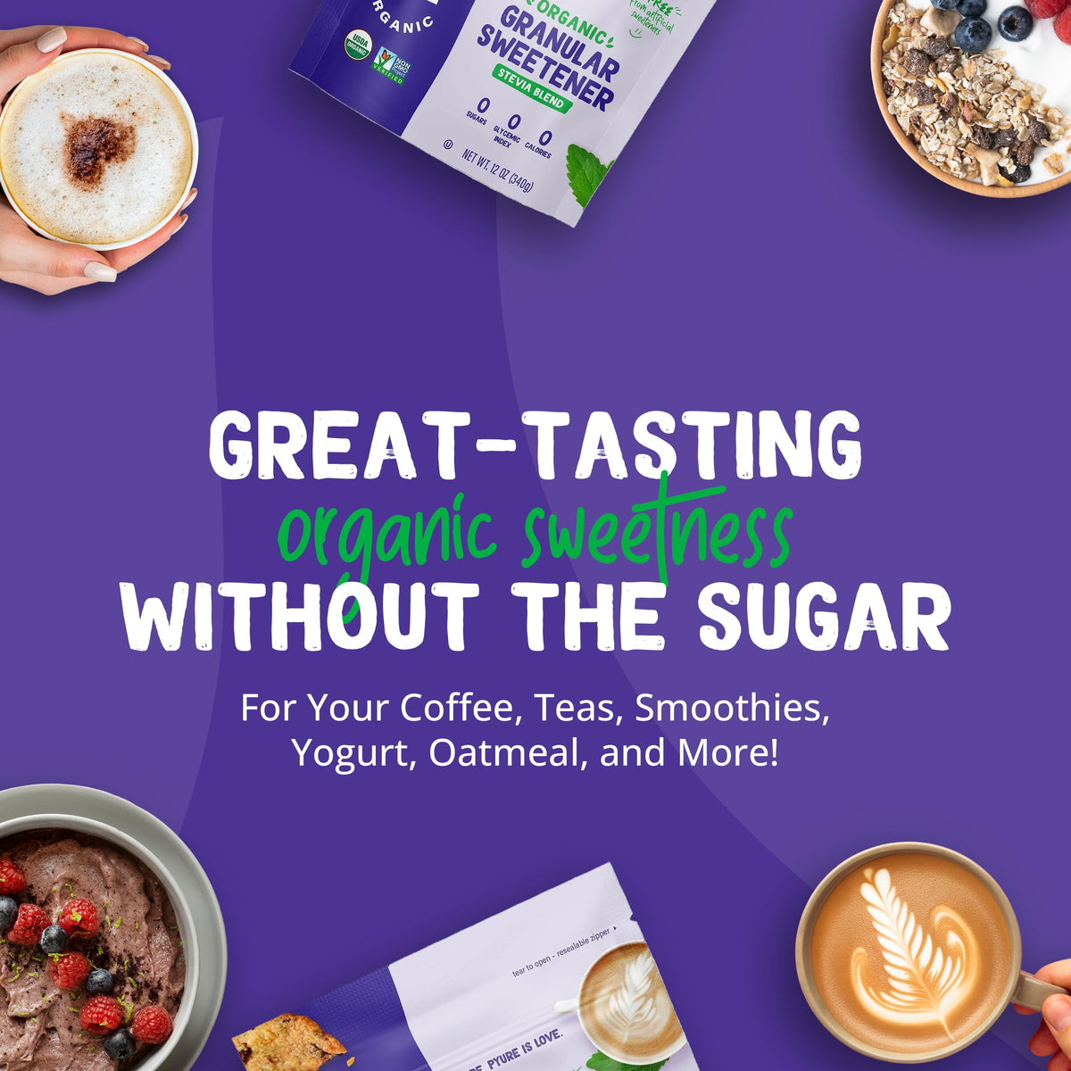Pyure Organic Stevia Blend | Granulated Sugar Substitute – 2.5 lb | Zero Calories & Carbs | USDA Organic