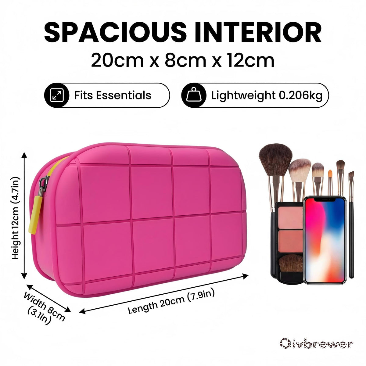 Qivbrewer Silicone Makeup Bag - Waterproof Cosmetic Organizer for Travel Versatile Small Toiletry Bag & Cute Makeup Bag for Women & Girls (Pink)