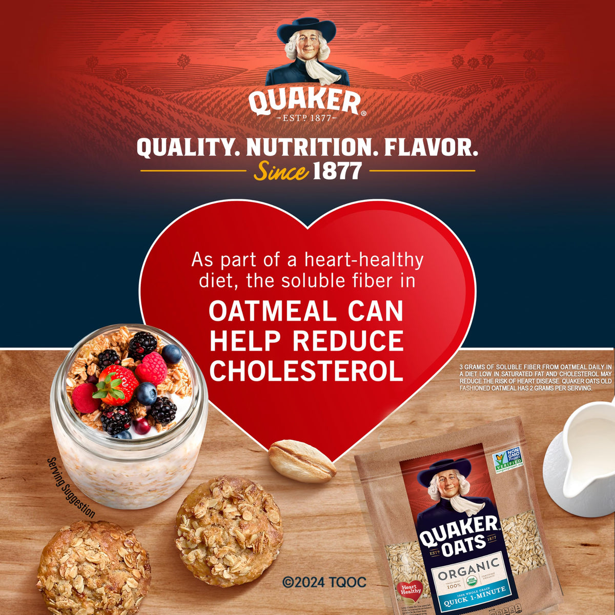 Quaker Organic Quick Cook Oatmeal – 24 oz x 4 Pack | Non-GMO & USDA Organic