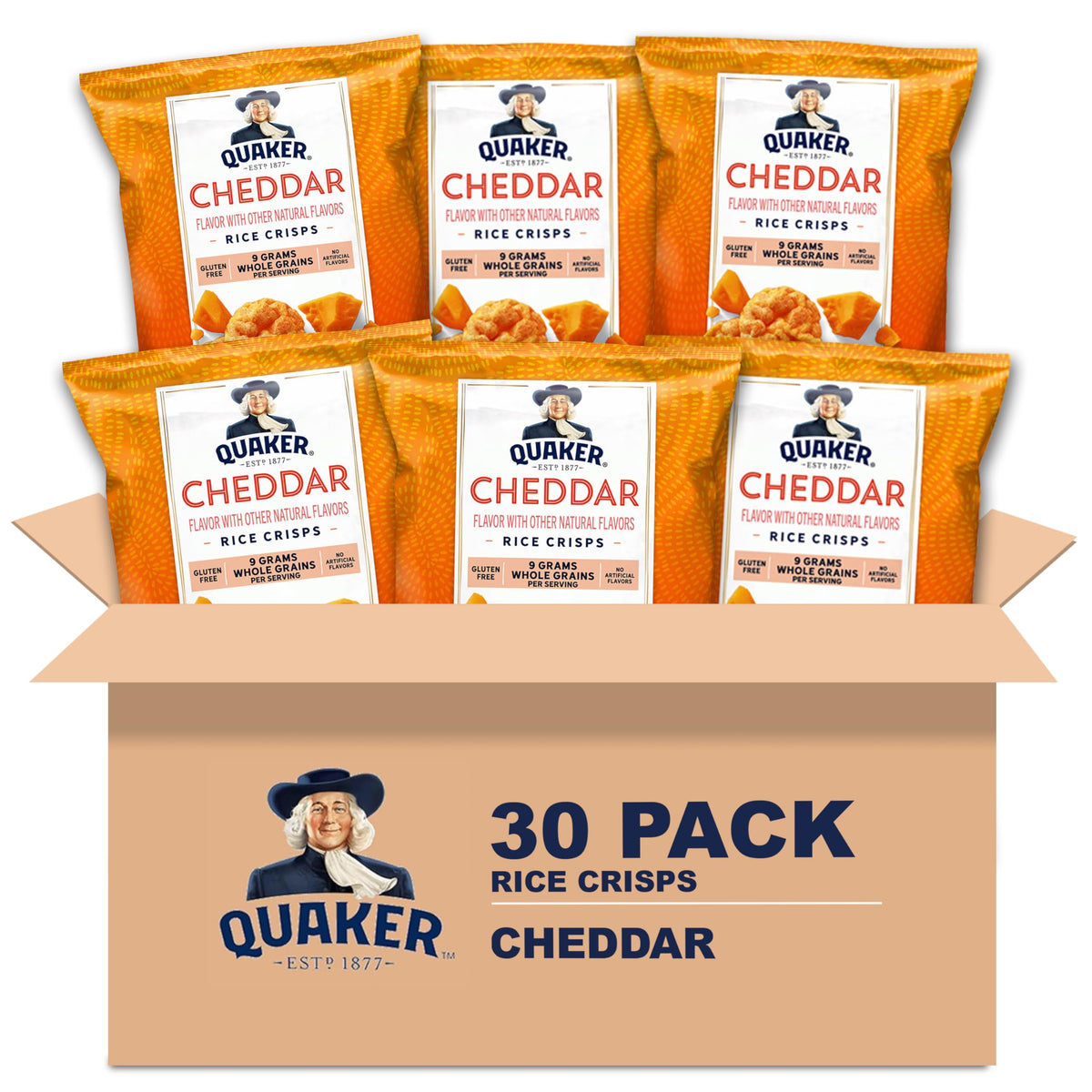 Quaker Rice Crisps Cheddar – Gluten Free, 30 Count (0.67 oz each)