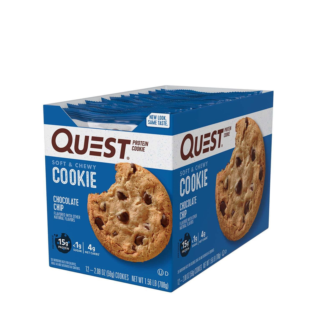 Quest Chocolate Chip Protein Cookies – 15g Protein, 1g Sugar, 2g Net Carbs | Keto Friendly, 12 Count