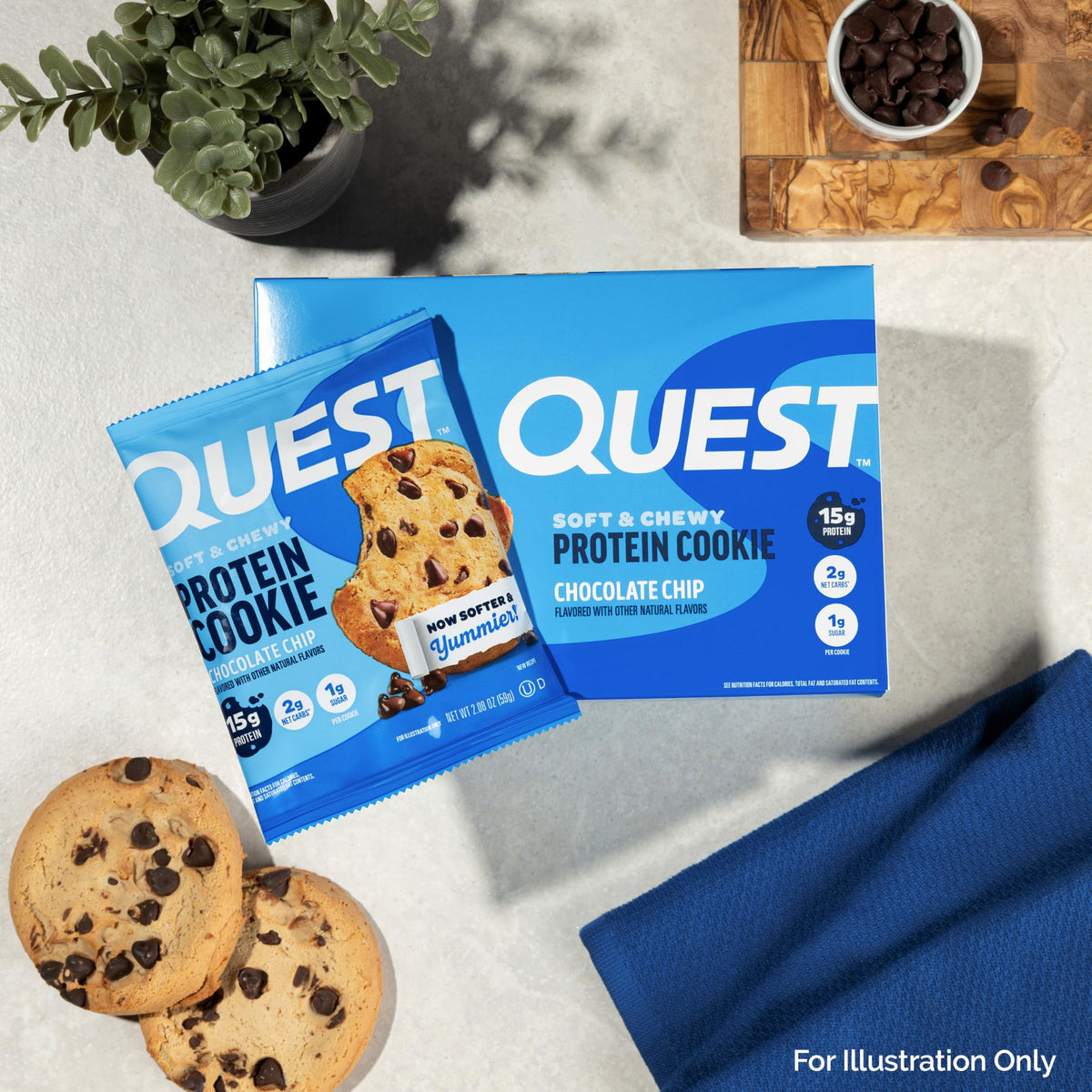 Quest Chocolate Chip Protein Cookies – 15g Protein, 1g Sugar, 2g Net Carbs | Keto Friendly, 12 Count
