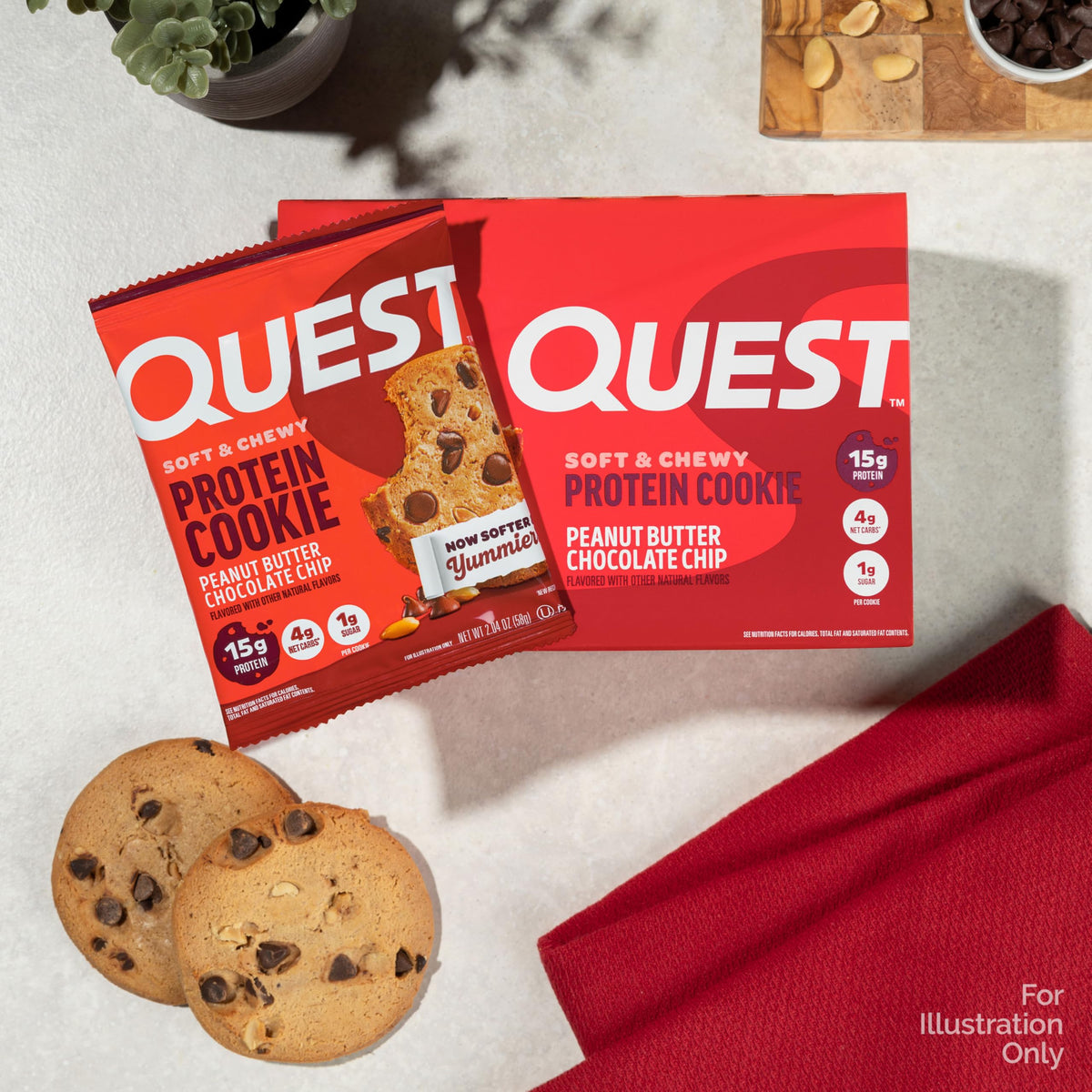 Quest Peanut Butter Chocolate Chip Protein Cookies – 15g Protein, 1g Sugar, 4g Net Carbs | Keto Friendly