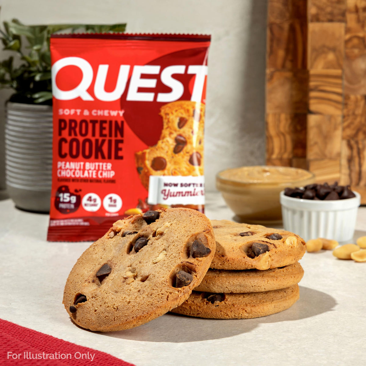 Quest Peanut Butter Chocolate Chip Protein Cookies – 15g Protein, 1g Sugar, 4g Net Carbs | Keto Friendly