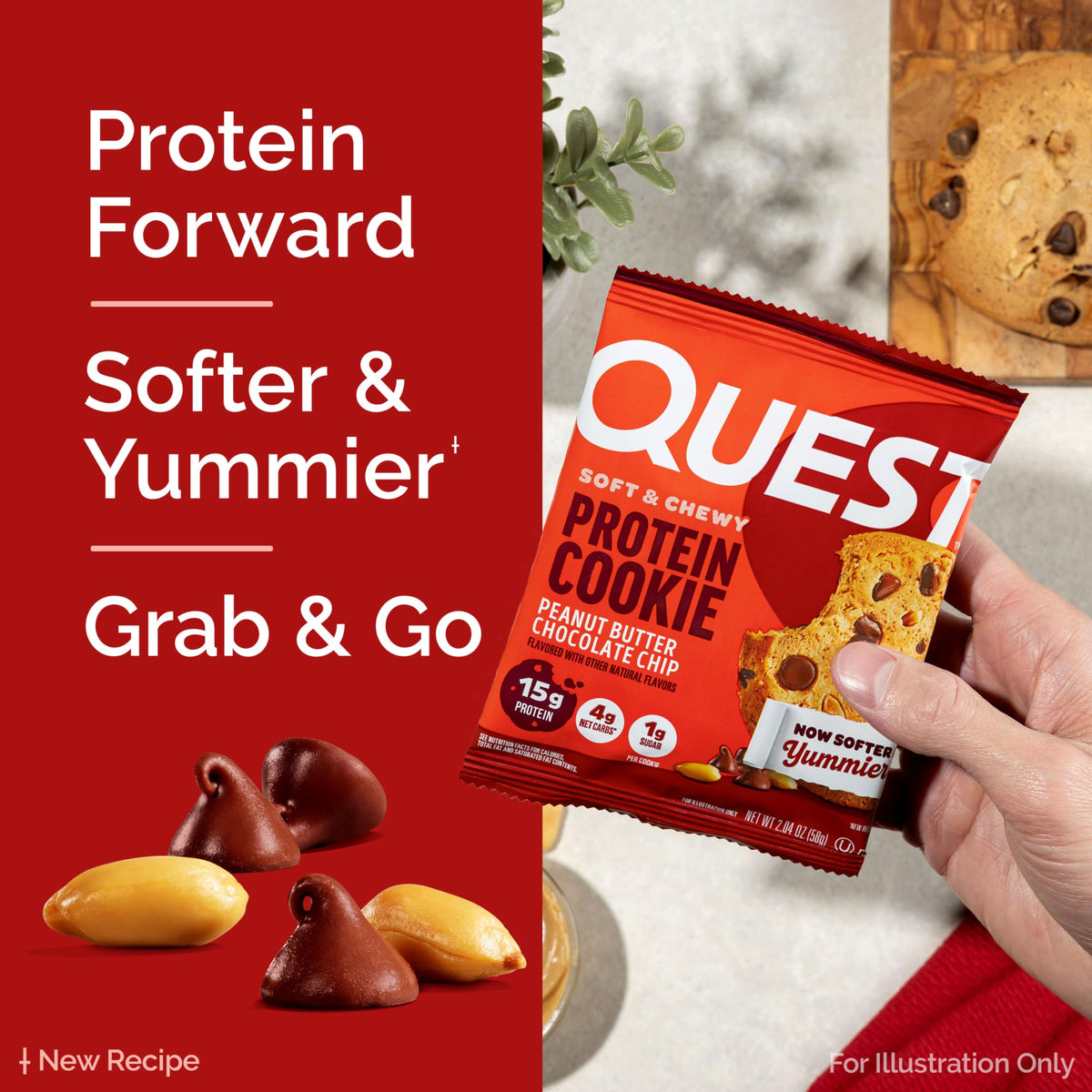 Quest Peanut Butter Chocolate Chip Protein Cookies – 15g Protein, 1g Sugar, 4g Net Carbs | Keto Friendly
