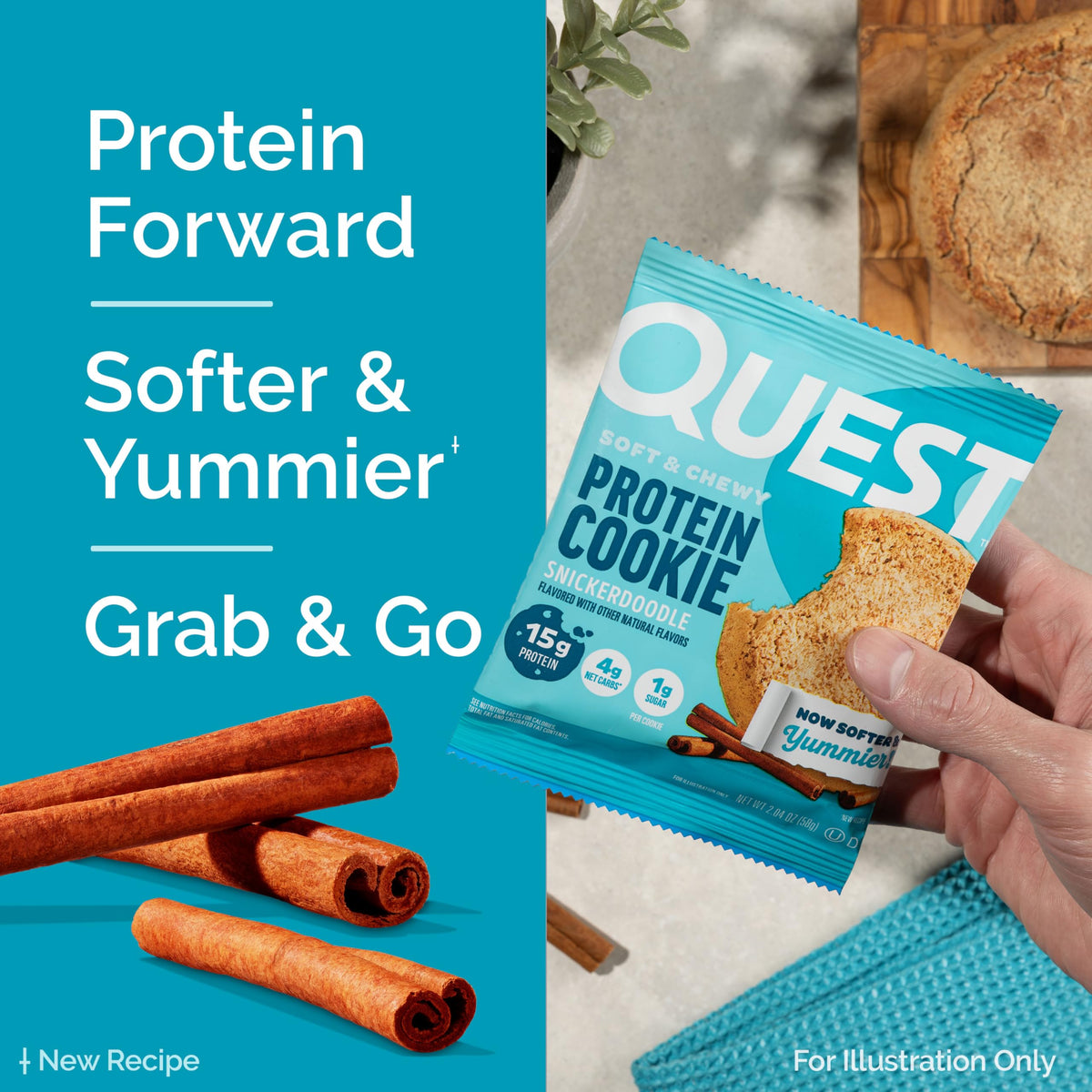 Quest Snickerdoodle Protein Cookie – 15g Protein, 1g Sugar, 4g Net Carbs, 12 Count