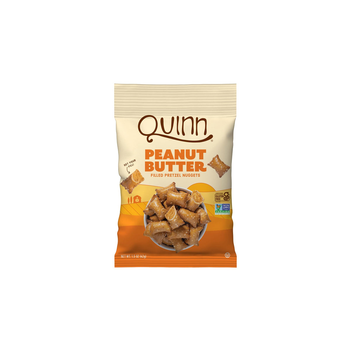 Quinn Creamy Peanut Butter Filled Pretzel Nuggets — Vegan, Gluten Free, Non-GMO | 1.5 Oz Pack of 14