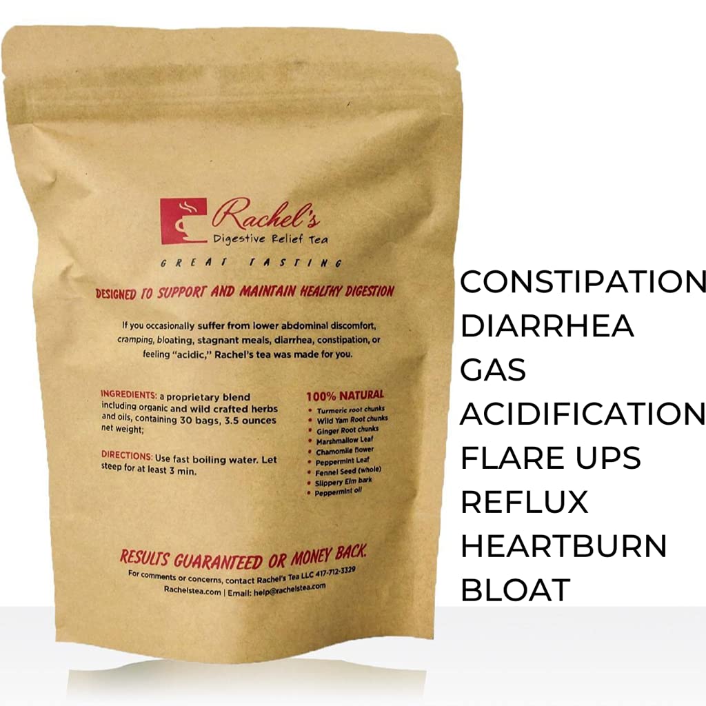 Rachel's Tea Digestive Relief: 8-Herb Herbal Tea, Caffeine-Free, 30 Bags (60 Cups) | Rachelstea