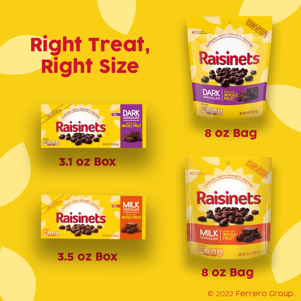 Raisinets Milk Chocolate Covered California Raisins – 8.0 oz Resealable Bag | Bulk 8-Pack