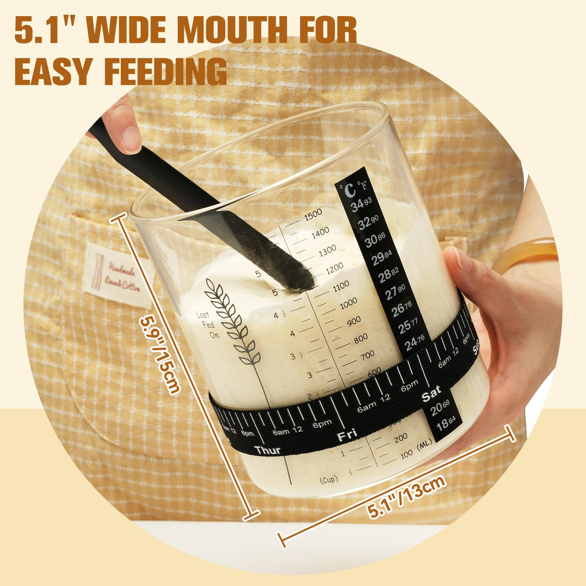 Rakovar 50oz Sourdough Starter Jar Kit – Wide Mouth, All-Inclusive Sourdough Starter Kit (2 Pack)