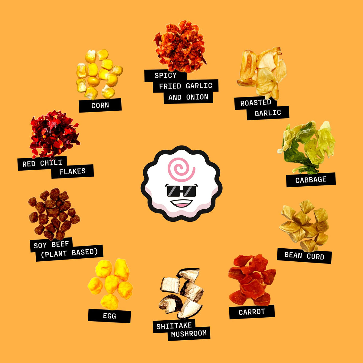 Ramen Bae Spicy Garlic Mix: Dried Ramen Toppings for Flavorful Bowls (Up To 20 Servings)