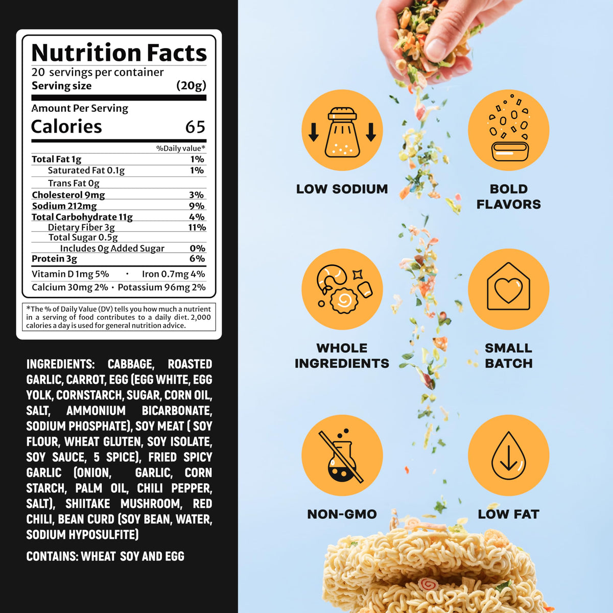 Ramen Bae Spicy Garlic Mix: Dried Ramen Toppings for Flavorful Bowls (Up To 20 Servings)