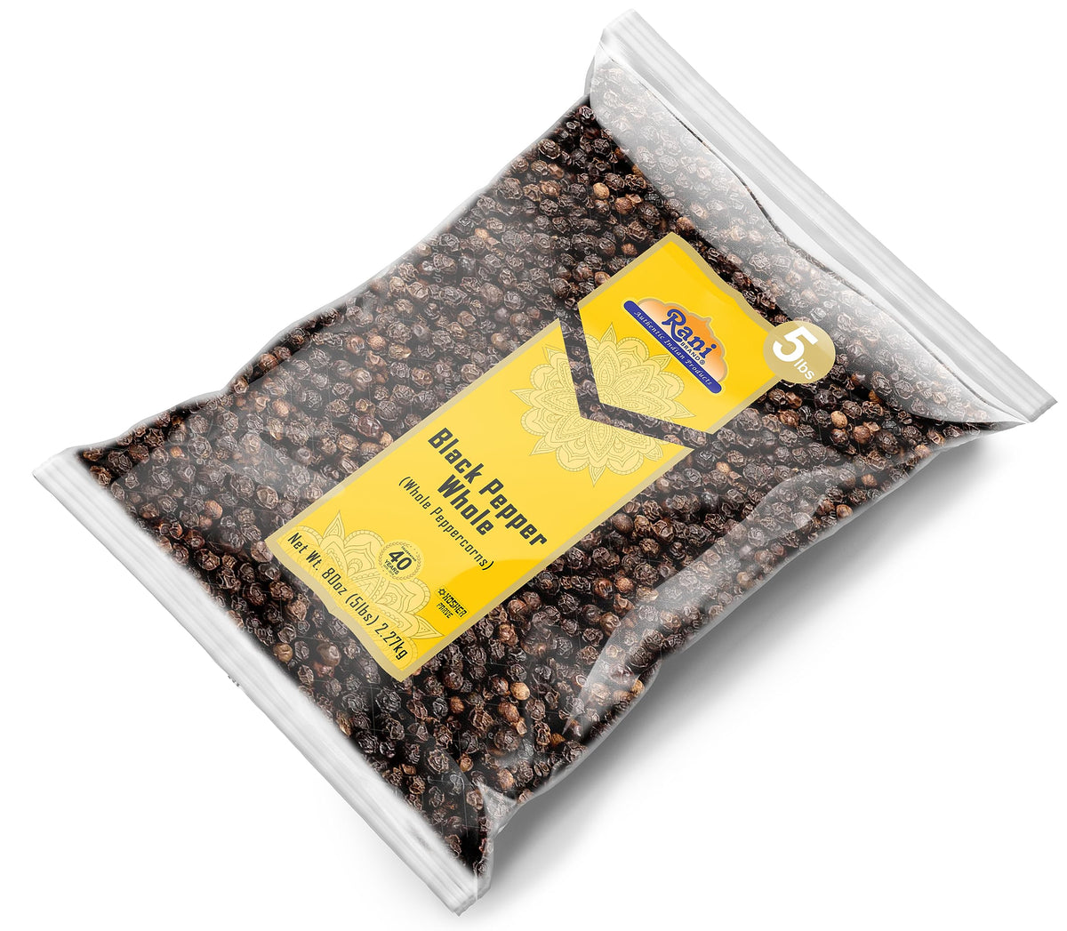 Rani Brand Black Pepper Whole – MG-1 Grade, 80 oz (5 lb) Bulk Peppercorns | Kosher, Non-GMO, Gluten-Free, Product of Vietnam