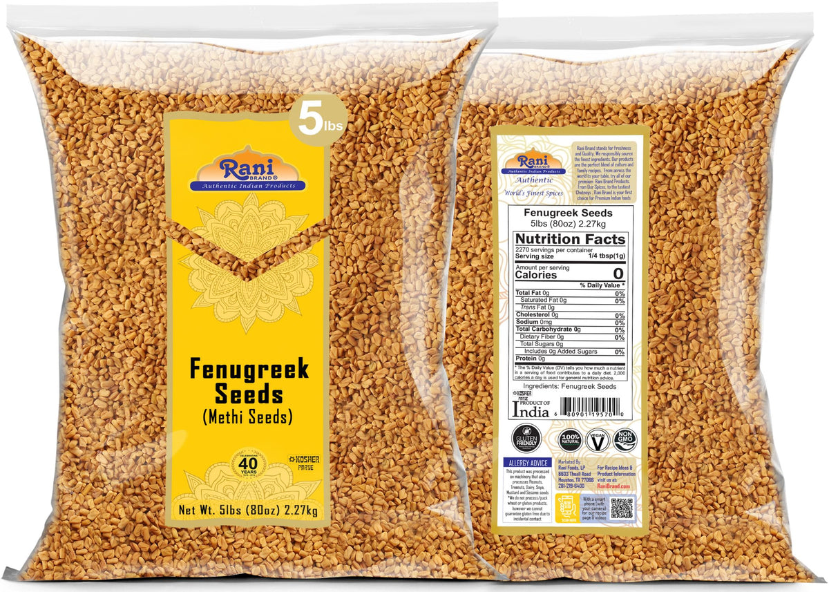 Rani Brand Fenugreek Seeds (Methi) – 80oz Bulk Whole Seeds | All Natural, Kosher, Non-GMO, Indian Origin