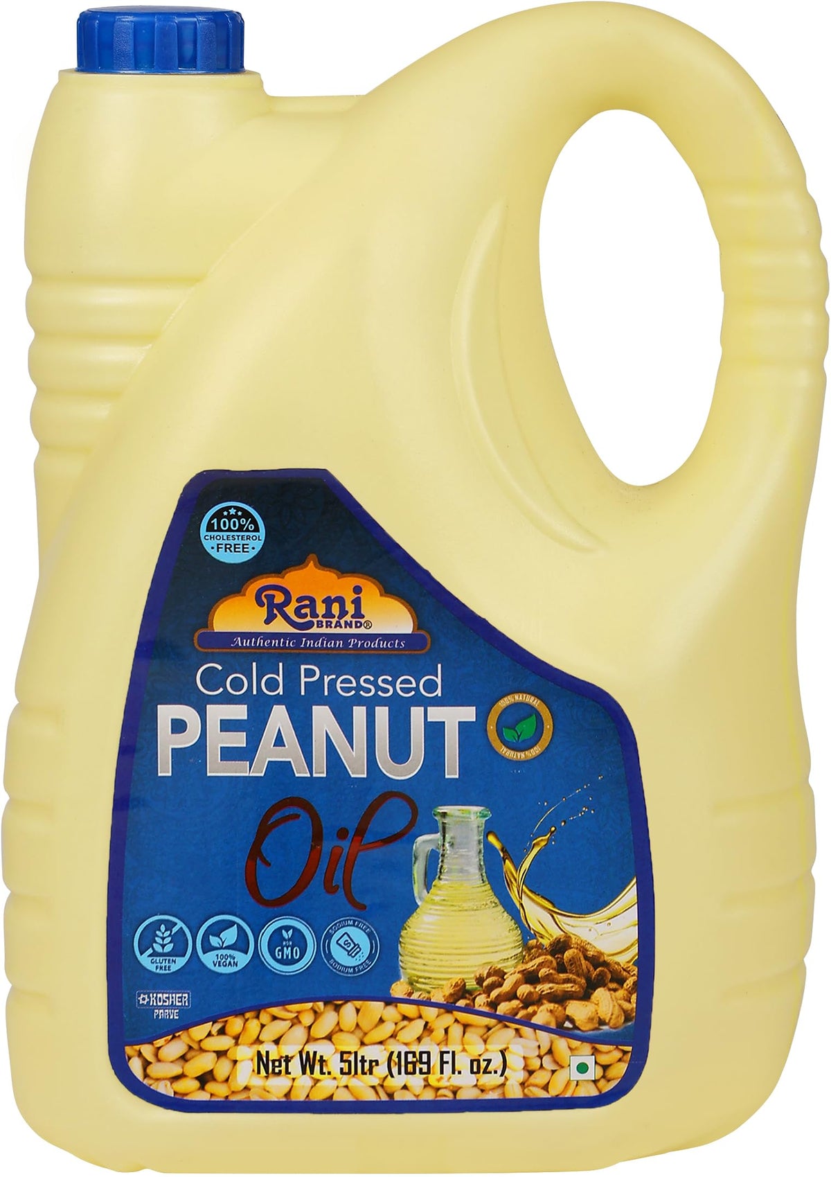 Rani Peanut Oil 5L | Cold Pressed, 100% Natural, Kosher, Vegan, Non-GMO