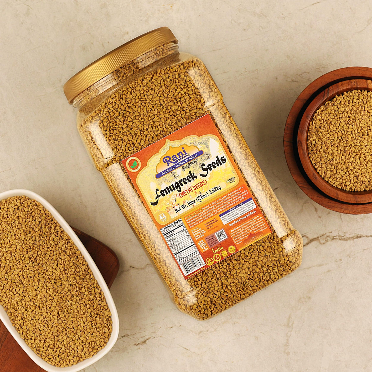 Rani Fenugreek Seeds (Methi) – Whole 128oz Bulk Jar | All Natural, Non-GMO, Vegan, Indian Origin