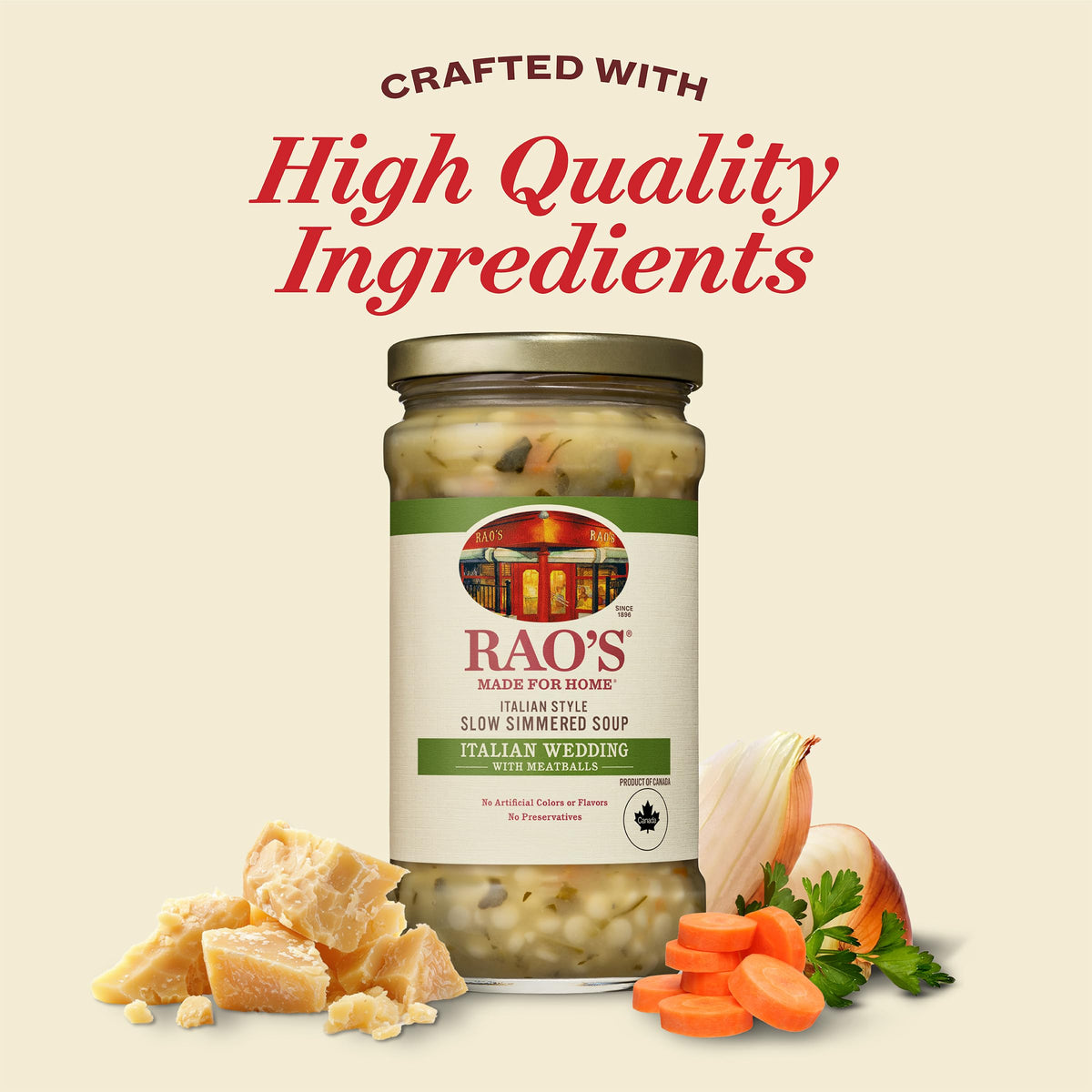 Rao's Homemade Italian Wedding Soup — 16oz Jars, Pack of 6 | Hearty Chicken Broth with Meatballs & Spinach