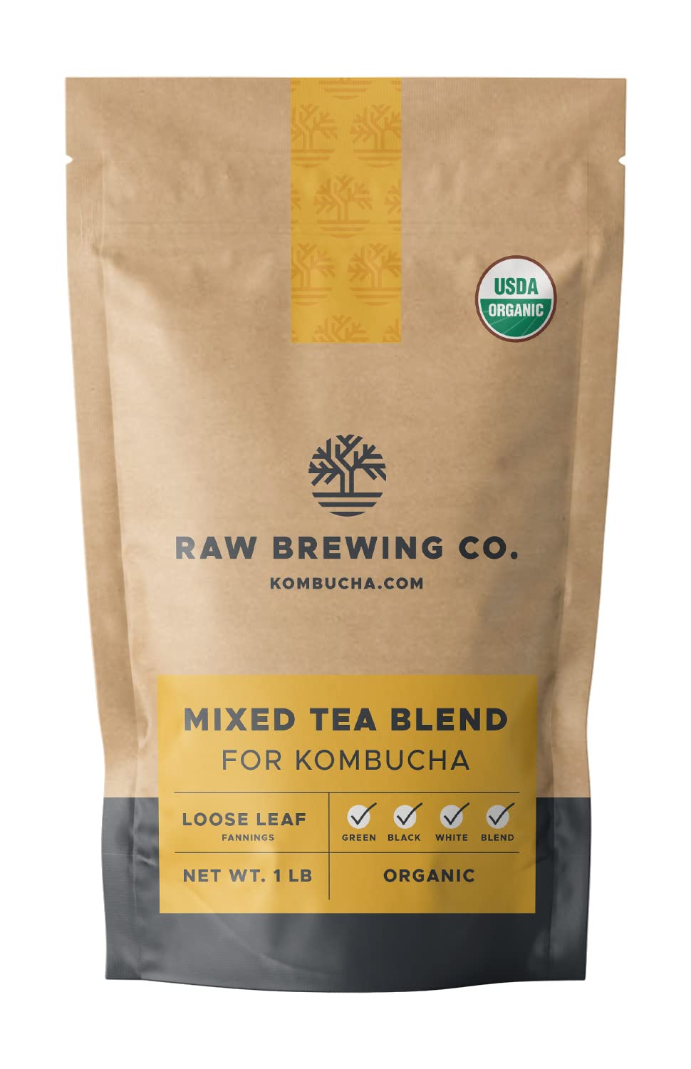Raw Brewing Co. Kombucha Tea Blend 1lb — Organic Loose Leaf, Makes Up to 50 Gallons