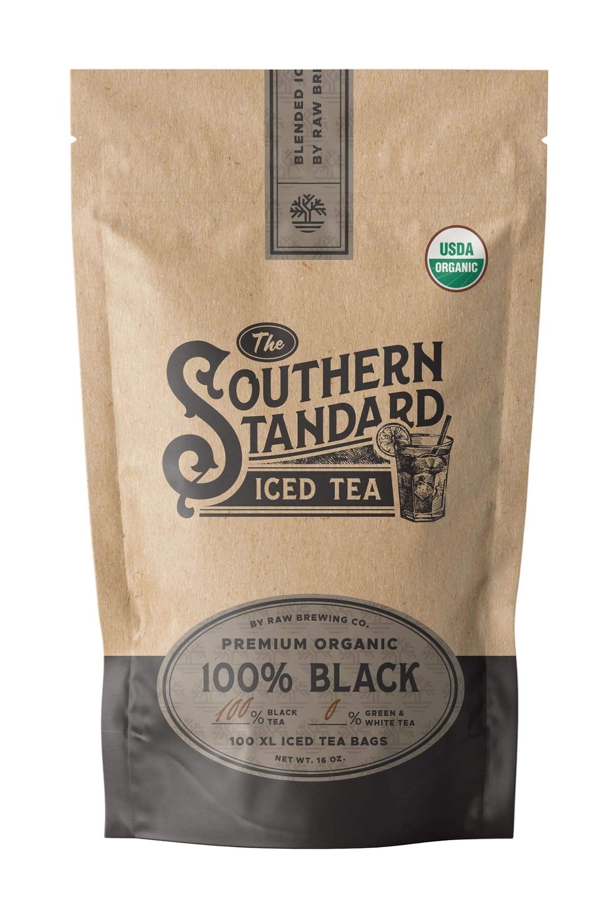 Raw Brewing Co The Southern Standard - Premium Organic Iced Tea Bags (1 lb, Makes 50 Gallons)