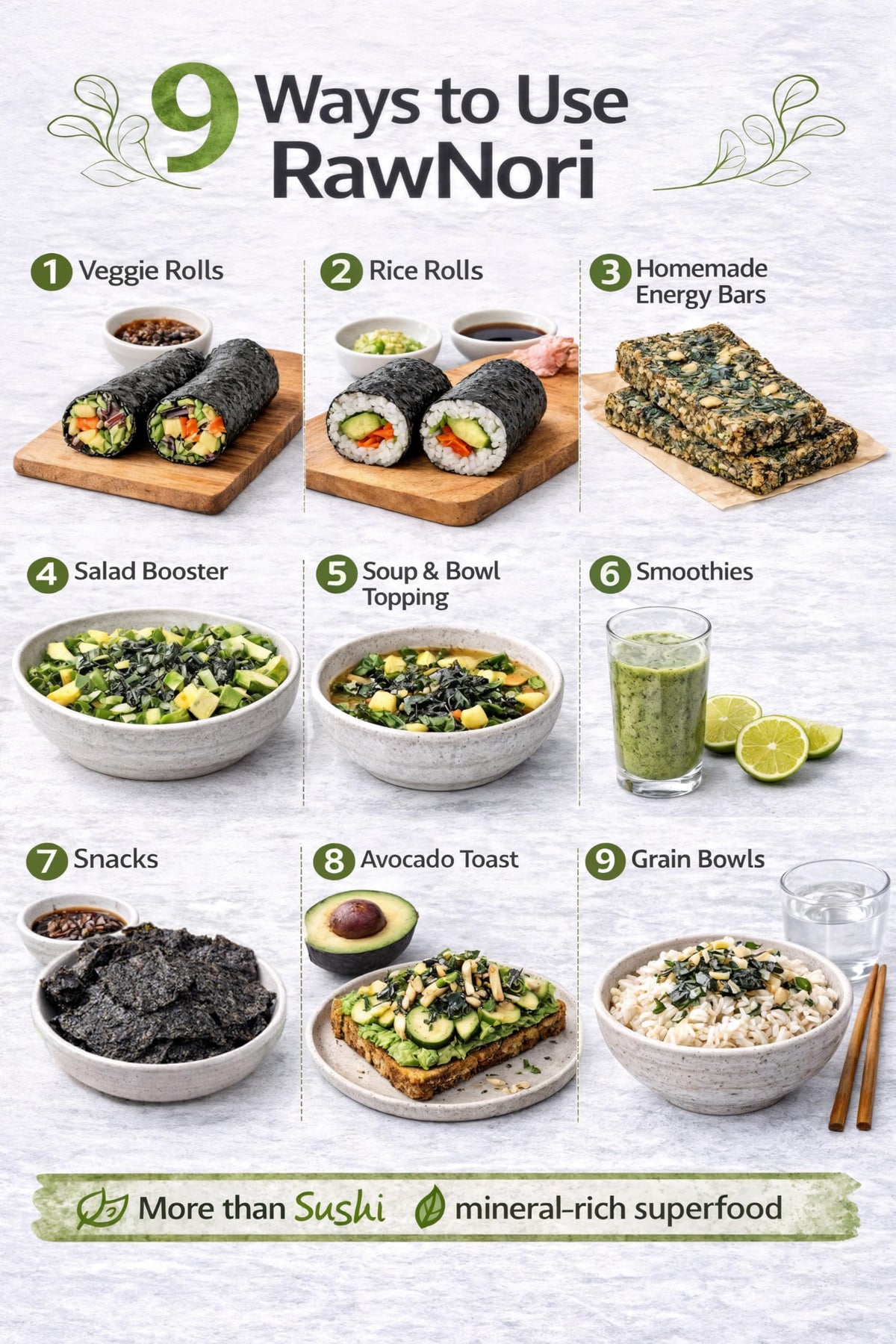 Rawnori Raw Organic Nori Sheets – 100 Sheets Bulk, Vegan, Kosher, Unheated