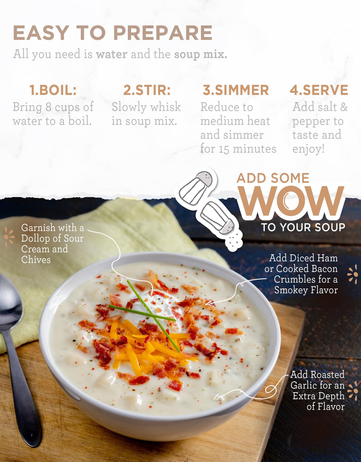 ReadyWise Simple Kitchen Soup Sampler Variety Pack | 64 Servings, Gluten-Free Options, Freeze-Dried Soup Mix