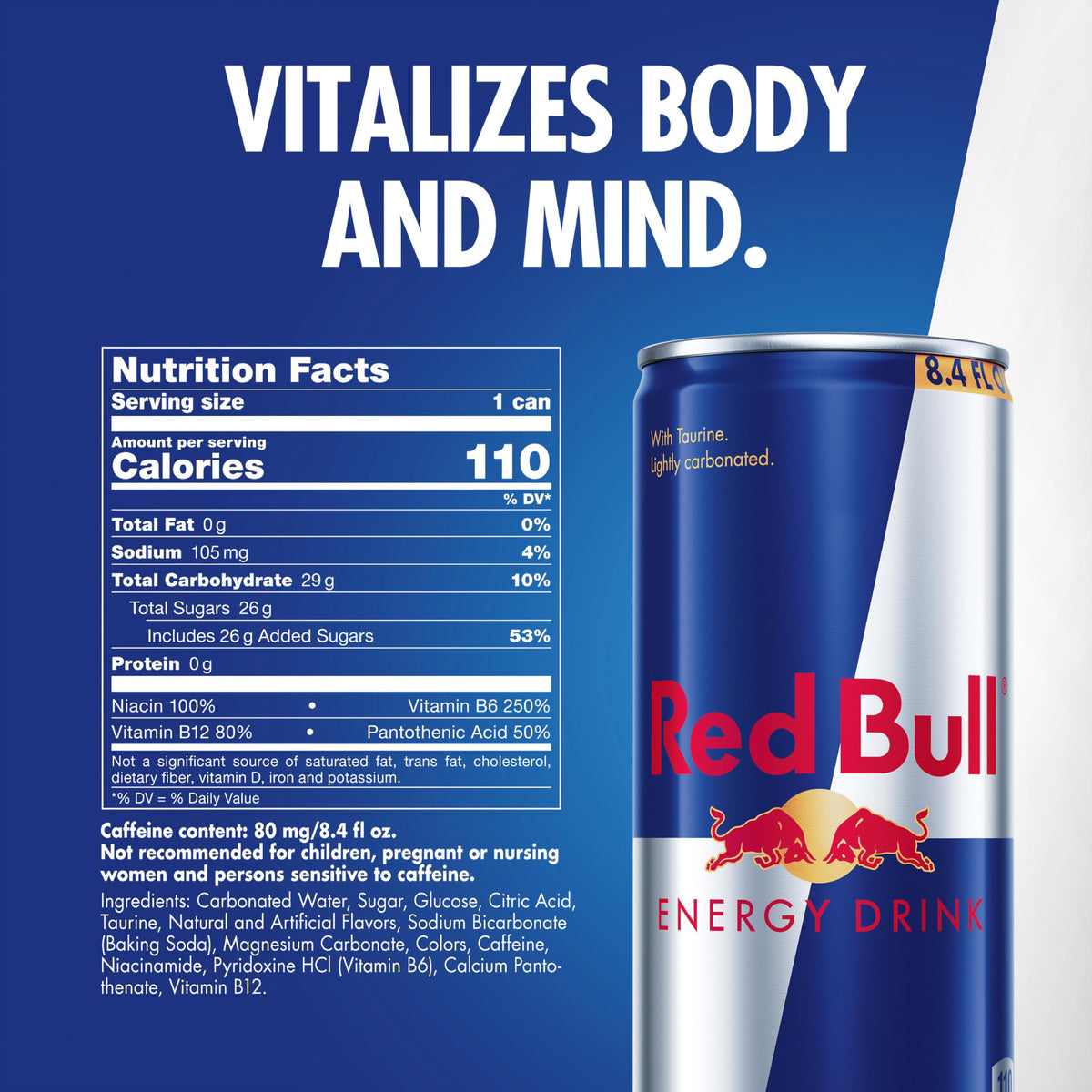 Red Bull Energy Drink: 80mg Caffeine, Taurine & B Vitamins | 8.4 fl oz, 24-Pack