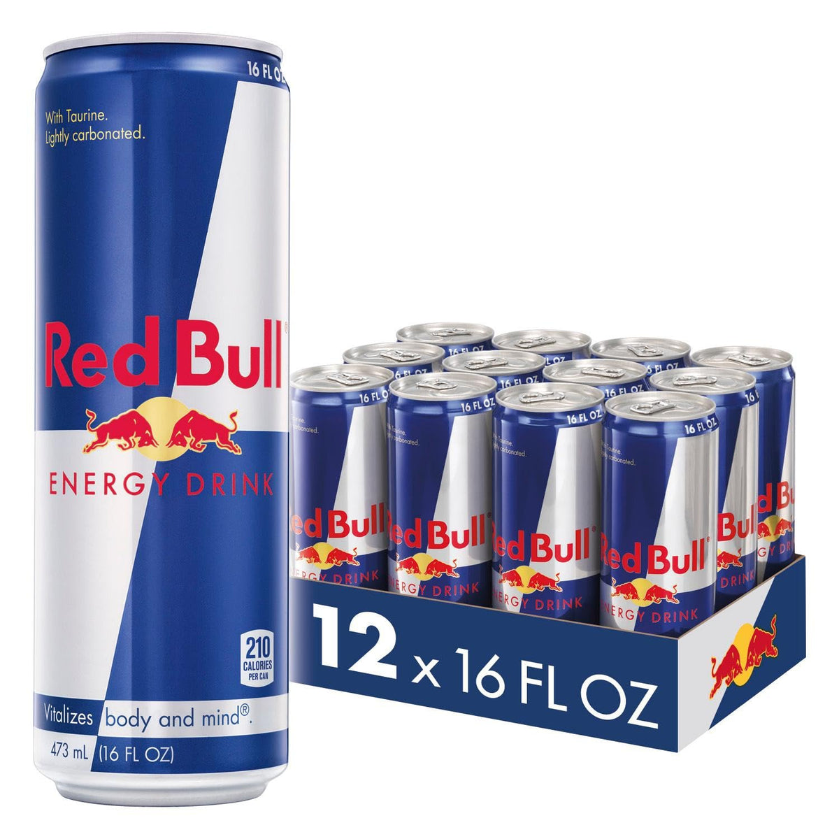 Red Bull Energy Drink 16 Fl Oz (12 Pack) – Caffeine, Taurine & B Vitamins