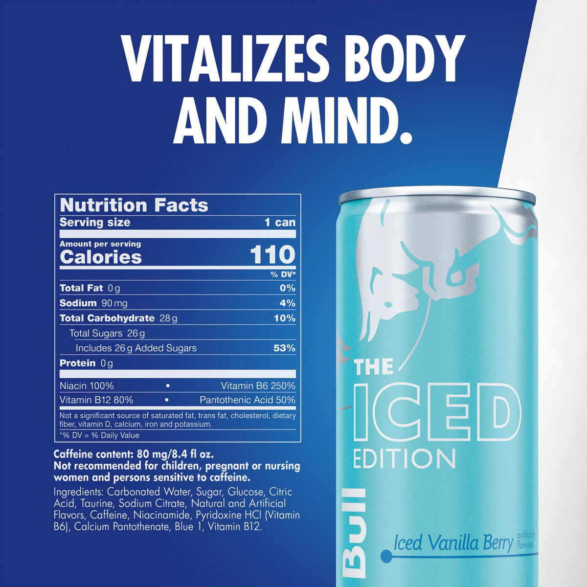 Red Bull Winter Edition Iced Vanilla Berry Energy Drink — 80 mg Caffeine, 8.4 fl oz, Pack of 24