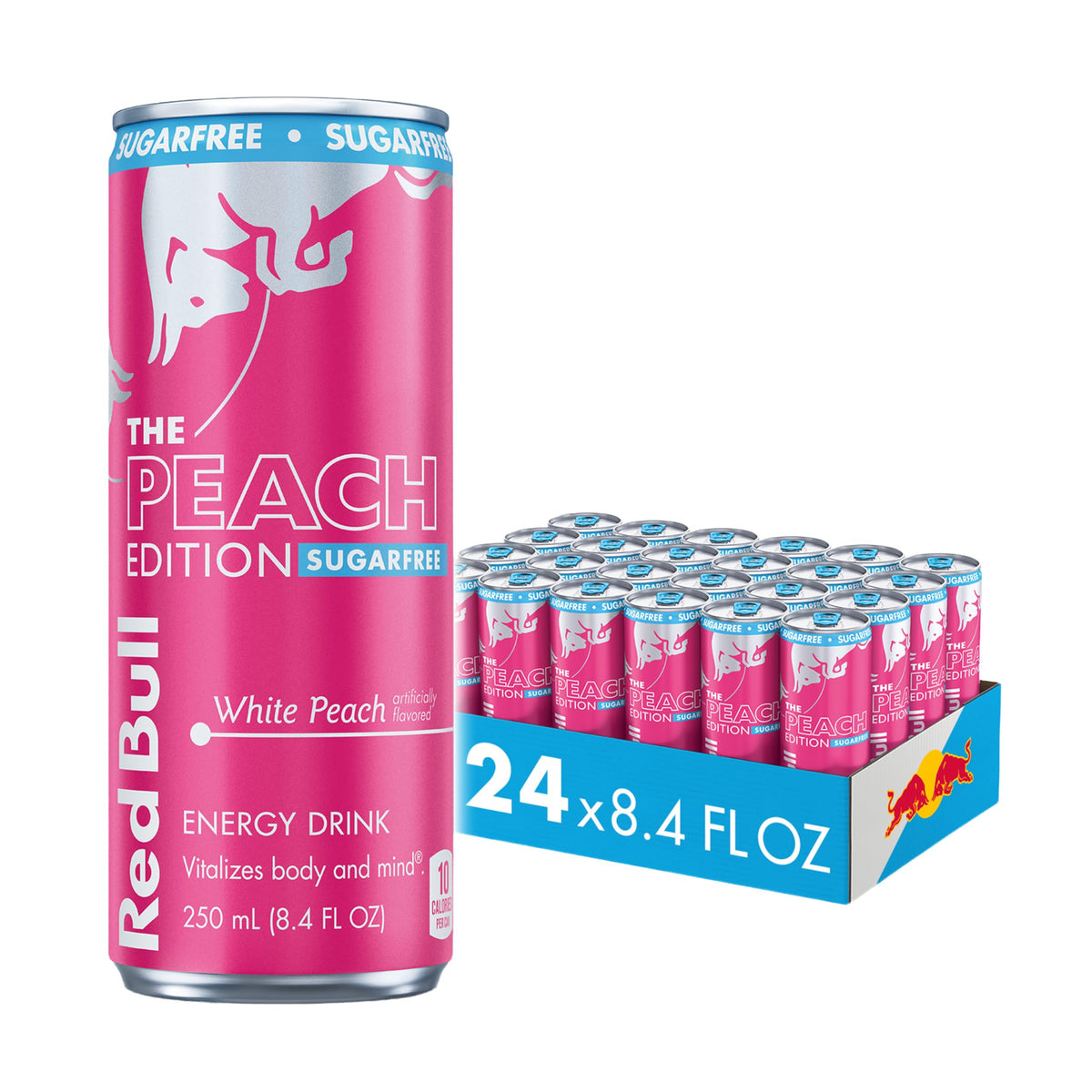 Red Bull Peach Edition Sugarfree Energy Drink – White Peach, 8.4 oz Can (24 Pack)
