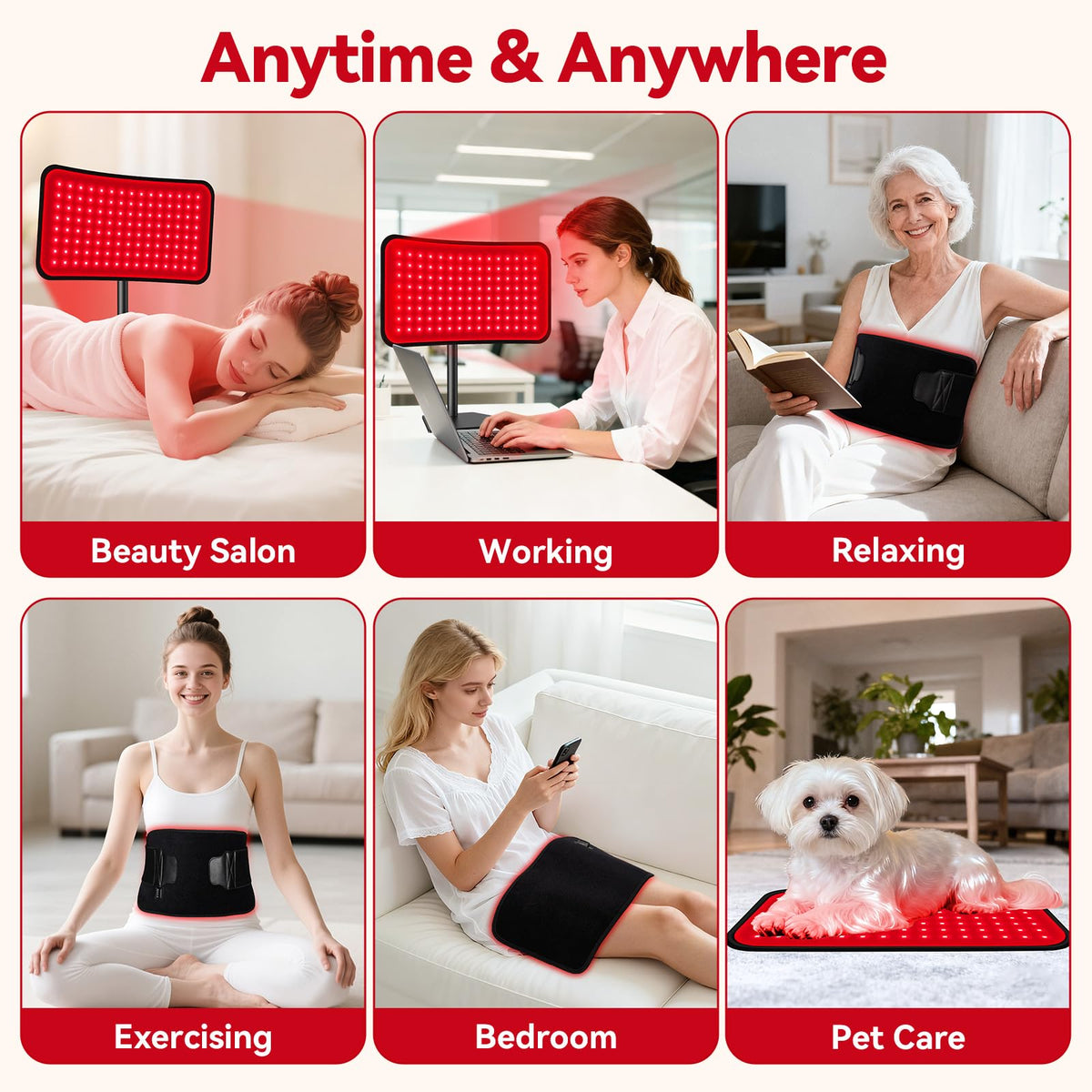 Red Light Therapy for Face & Body, 2-in-1 Red Light Panel with Belt, 660nm Red Light and 850nm Infrared Red Light Therapy Lamp, Remote Control, Adjustable Brightness & Timer for Skin Care & Relaxation