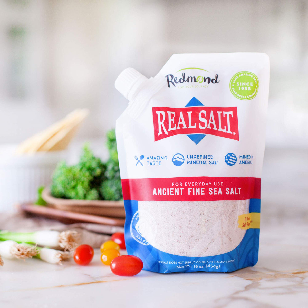 Redmond Real Salt Ancient Fine Sea Salt – Unrefined Mineral Salt, 3×16 oz Pouches