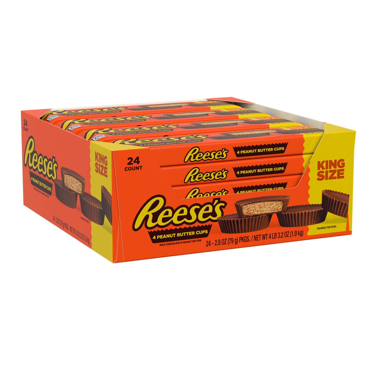 Reese's Milk Chocolate King Size Peanut Butter Cups – 24 Pack Bulk Candy Box