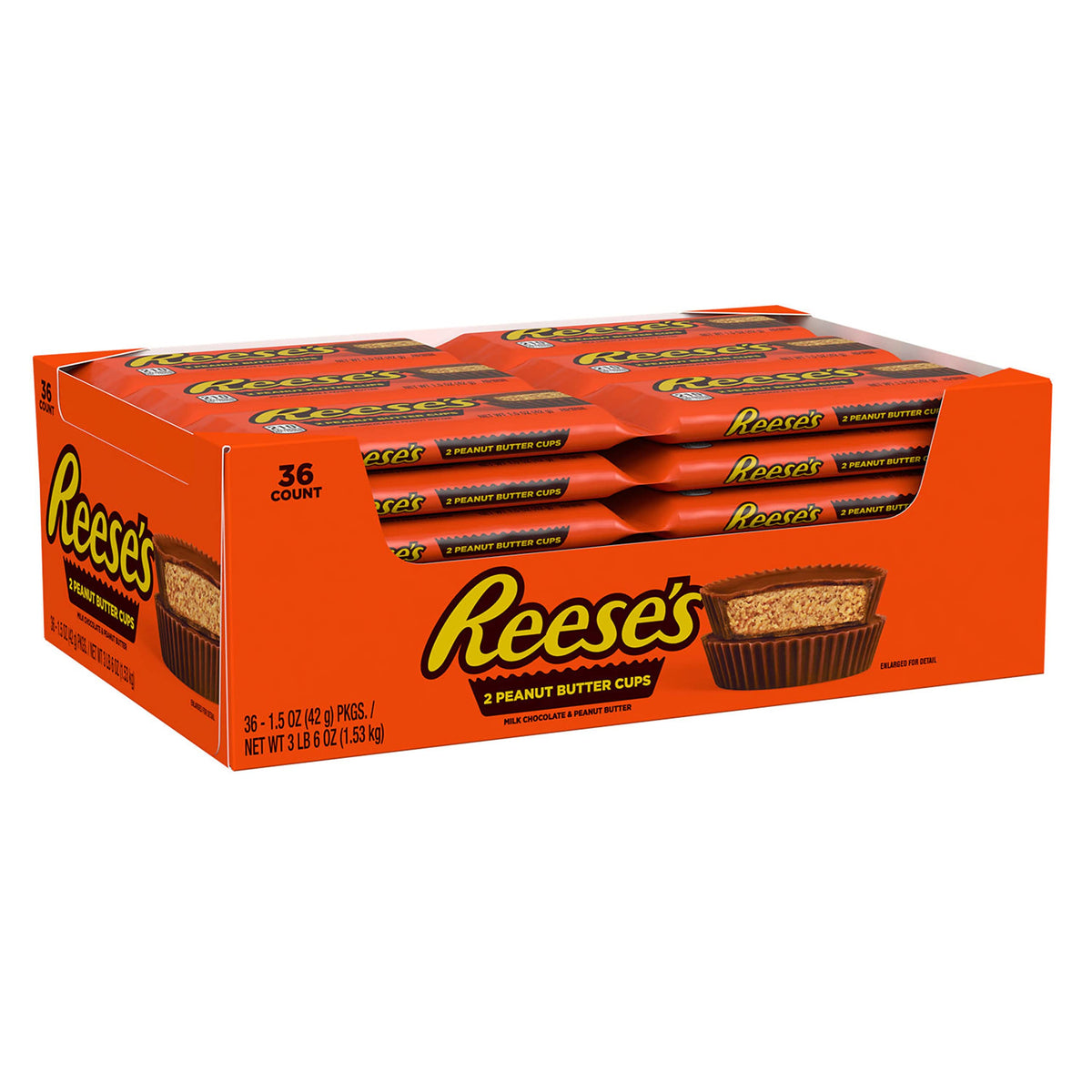 REESE'S Milk Chocolate Peanut Butter Cups — 36 Count (1.5 oz Each), Kosher & Gluten Free