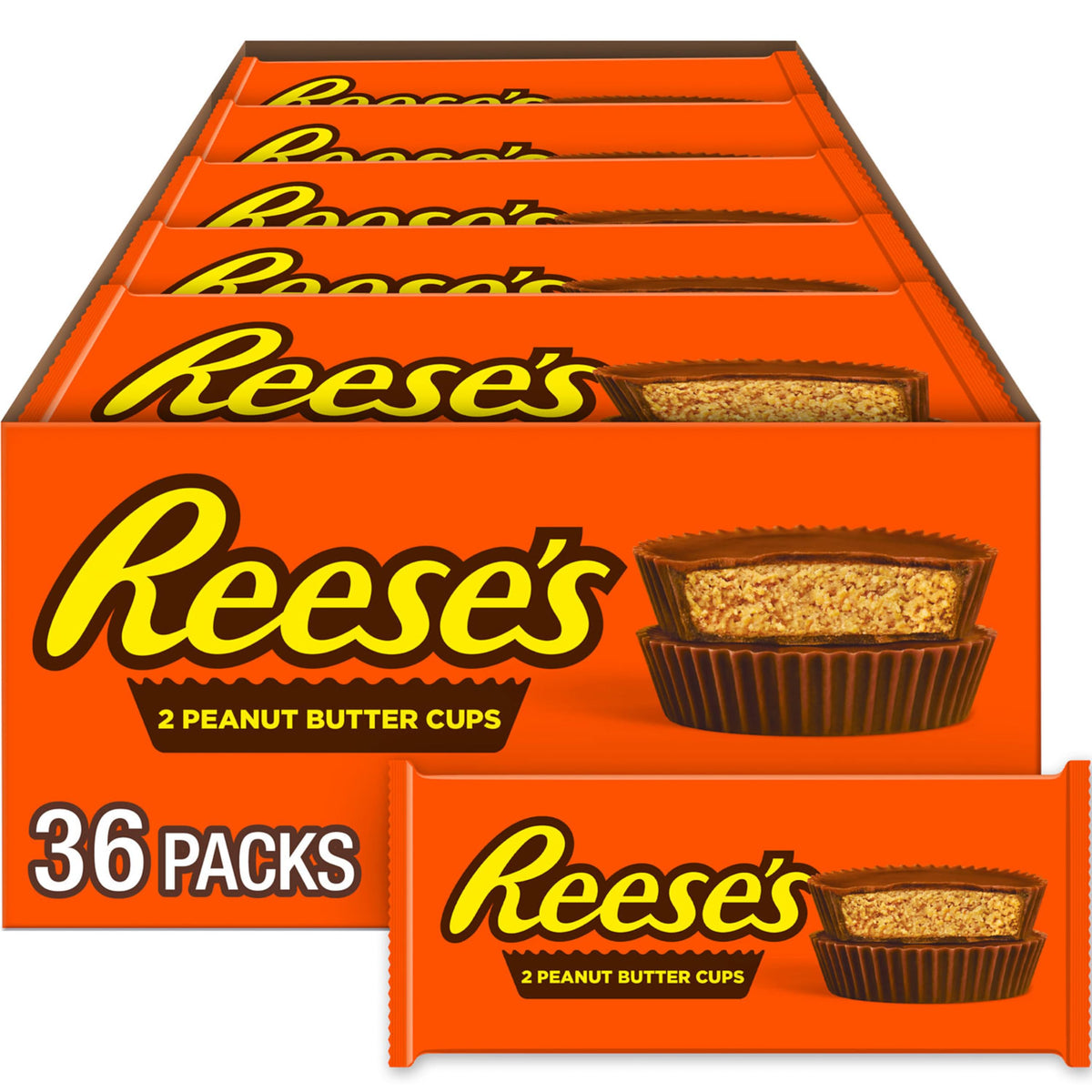 REESE'S Milk Chocolate Peanut Butter Cups — 36 Count (1.5 oz Each), Kosher & Gluten Free