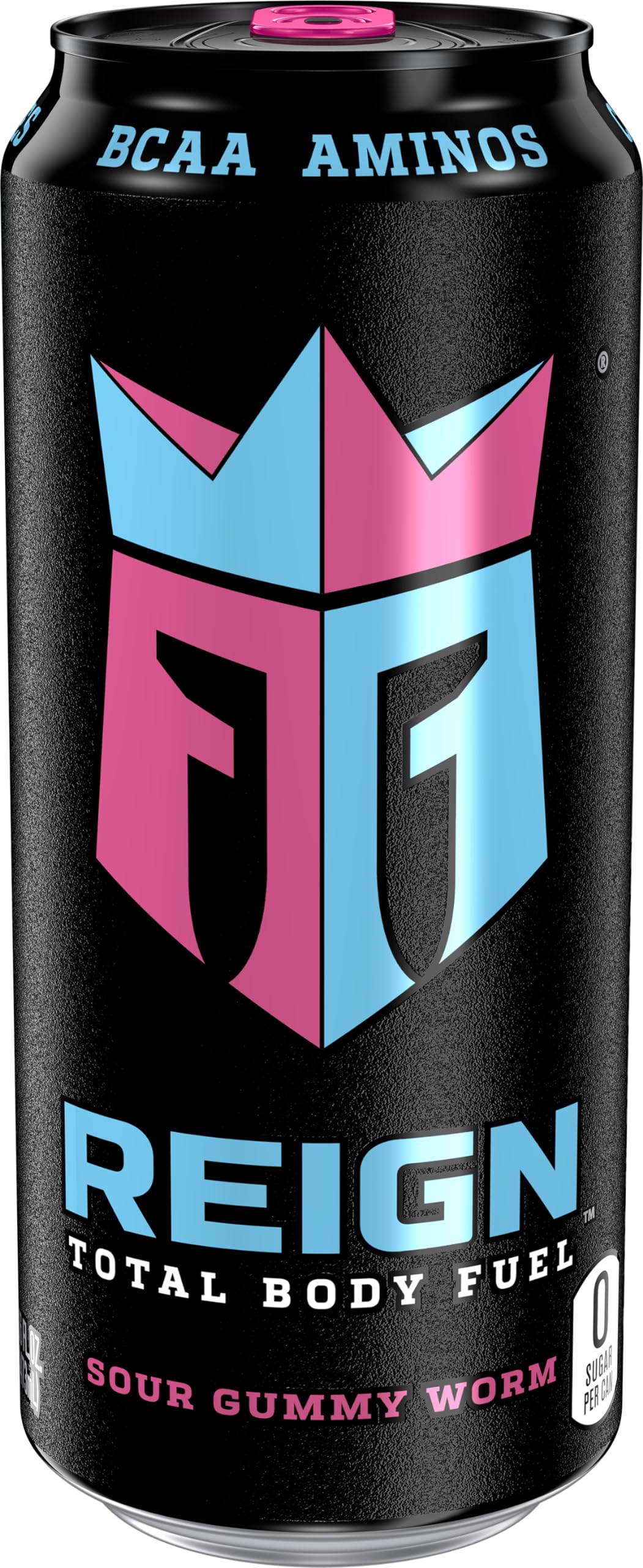 REIGN Sour Gummy Worm Total Body Fuel – 16 fl oz, Pack of 12 | Caffeine + BCAAs