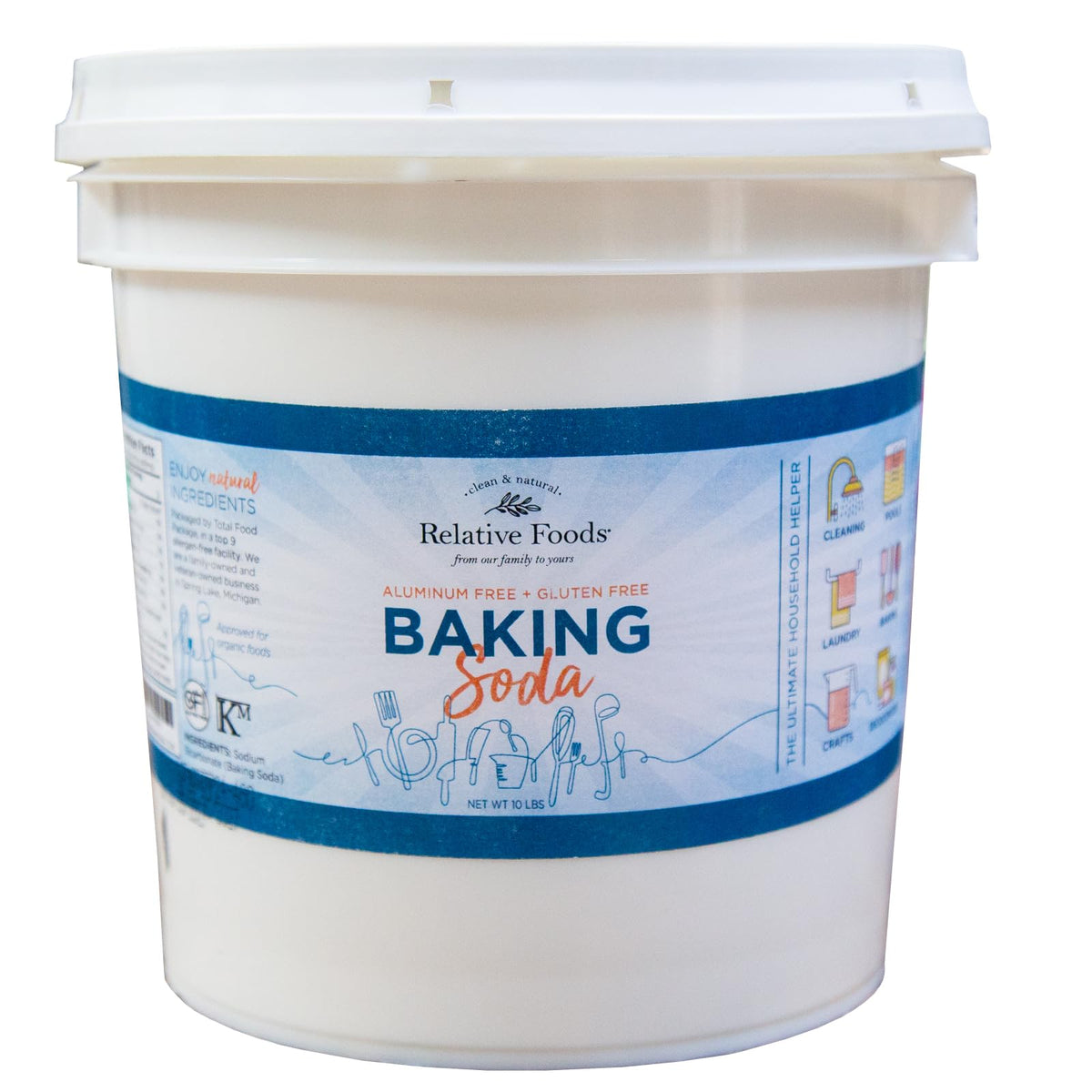 Relative Foods Bulk Baking Soda 10 lb – Pure Sodium Bicarbonate for Cooking, Cleaning & More