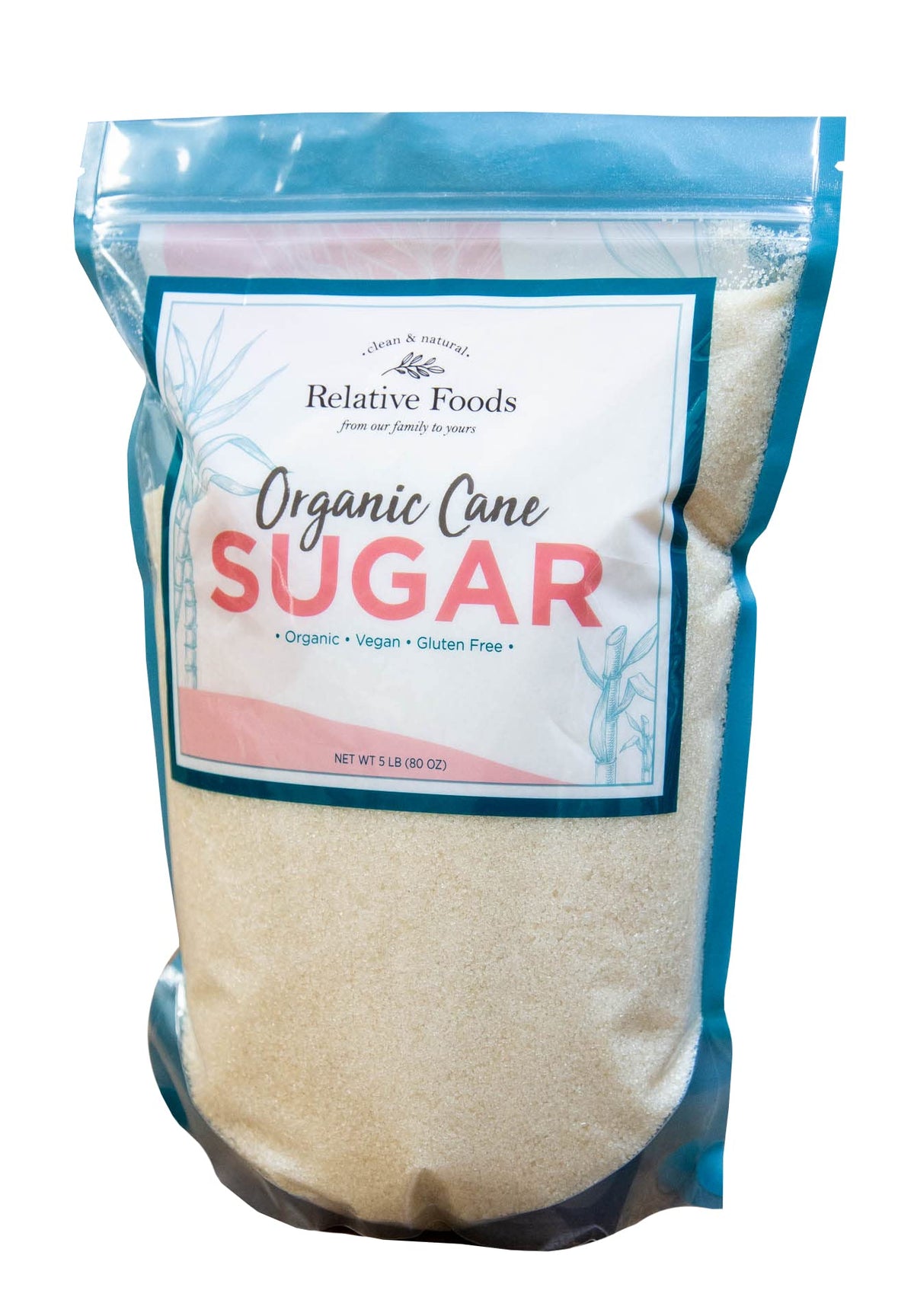 Relative Foods Organic Cane Sugar Crystals (5lb) – Vegan, Non-GMO, Gluten-Free Sugar for Baking & Beverages