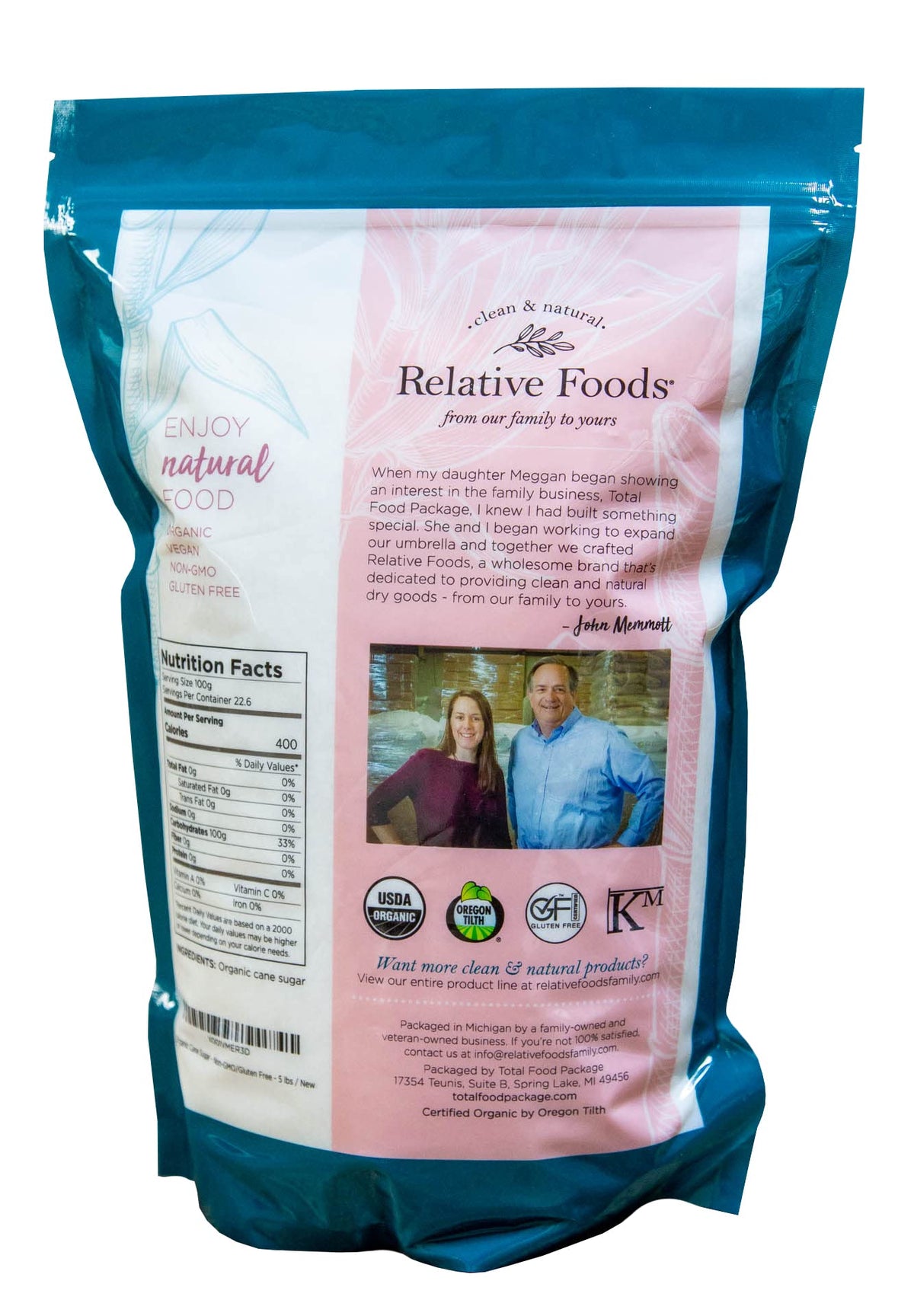 Relative Foods Organic Cane Sugar Crystals (5lb) – Vegan, Non-GMO, Gluten-Free Sugar for Baking & Beverages