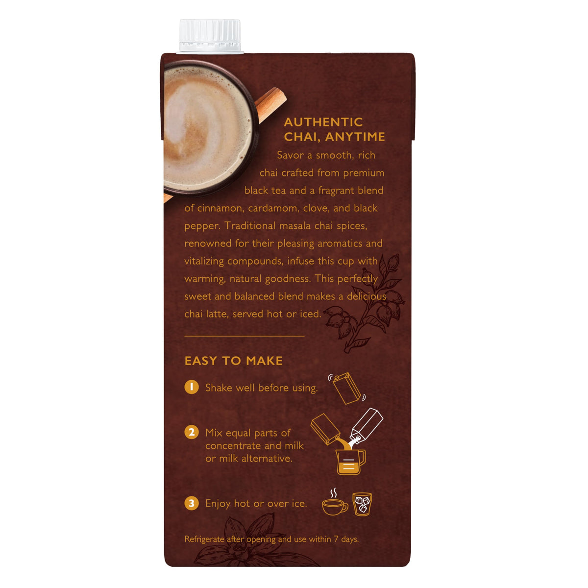 Republic Chai Black Tea Concentrate – 6 Cartons, 32 oz each | Chai Latte Mix, Naturally Caffeinated, Gluten Free